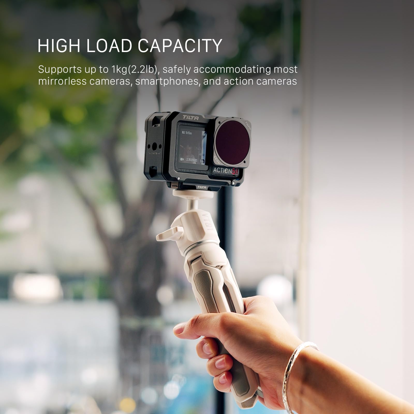 Tilta Extendable Vlog Tripod – Space Gray  2.2 Lb Payload  Selfie Stick  Universal Compatibility  90° Vertical Shooting Slot  Collapsible  Tt-Vt01-Bh-Sg
