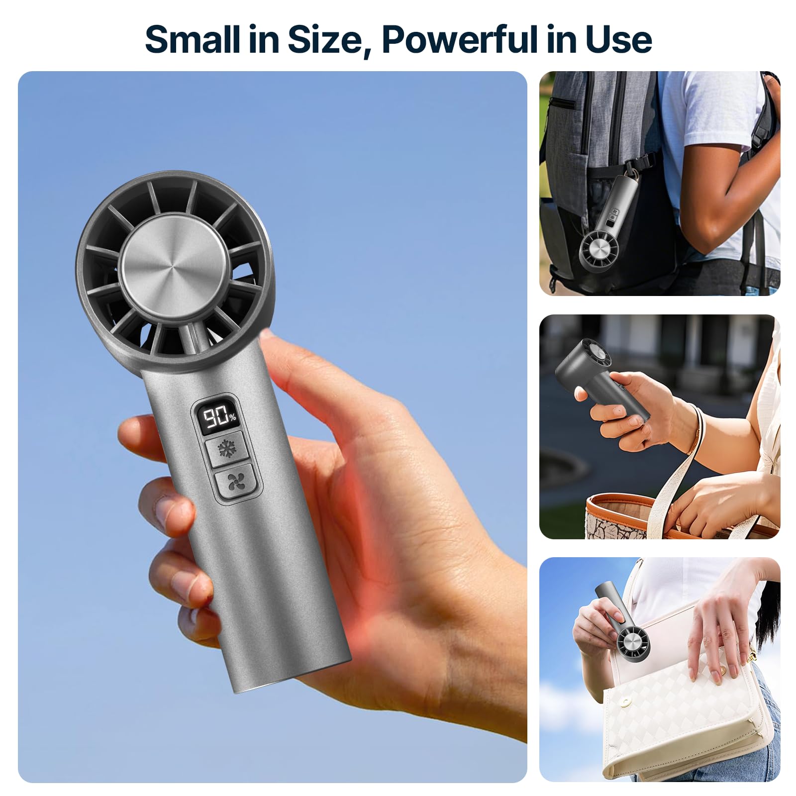 Portable Handheld Turbo Fan Speed(1-120) Adjustable Mini Fan Featuring Cooling Mode 5000Mah