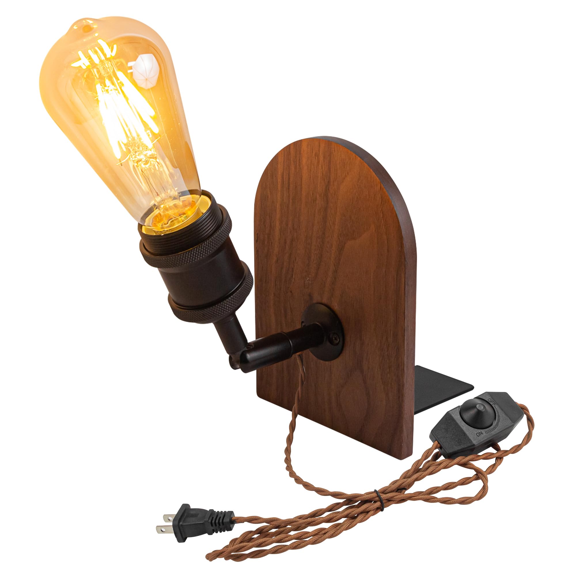 Kiven Plug-In Modern Bookshelf Lamp, 1-Light Nordic Table Lamps With Wooden Decorative Bookend, 5.9 Plug In Cord For Office Home Decor Bookshelf Booknook