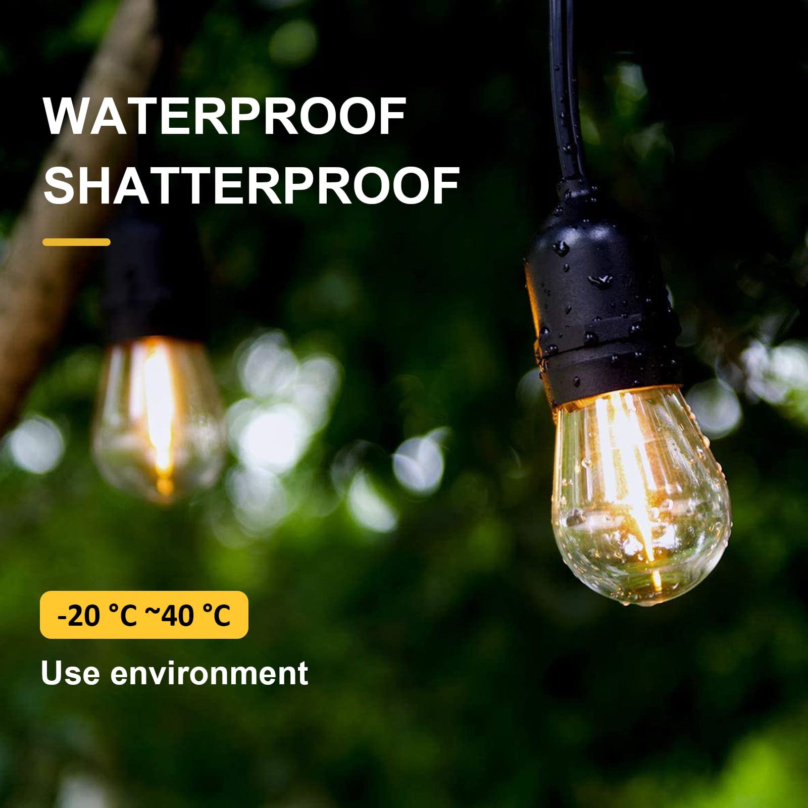 Visther Solar String Light Bulbs Replacement, Dc 3V Low Voltage, Waterproof S14 E26 Led Bulbs, 1W 100Lm 2700K, 15-Pack