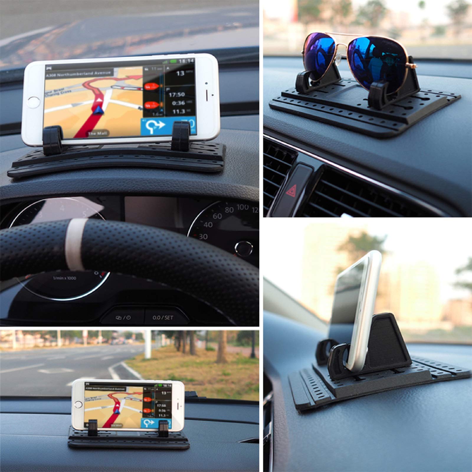 Aonkey Cell Phone Holder For Car, Dashboard Car Pad Mat Vehicle Gps Mount Universal Fit All Smartphones, Compatible With Iphone Xs/Xs Max Xr X 6S 7/8 Plus