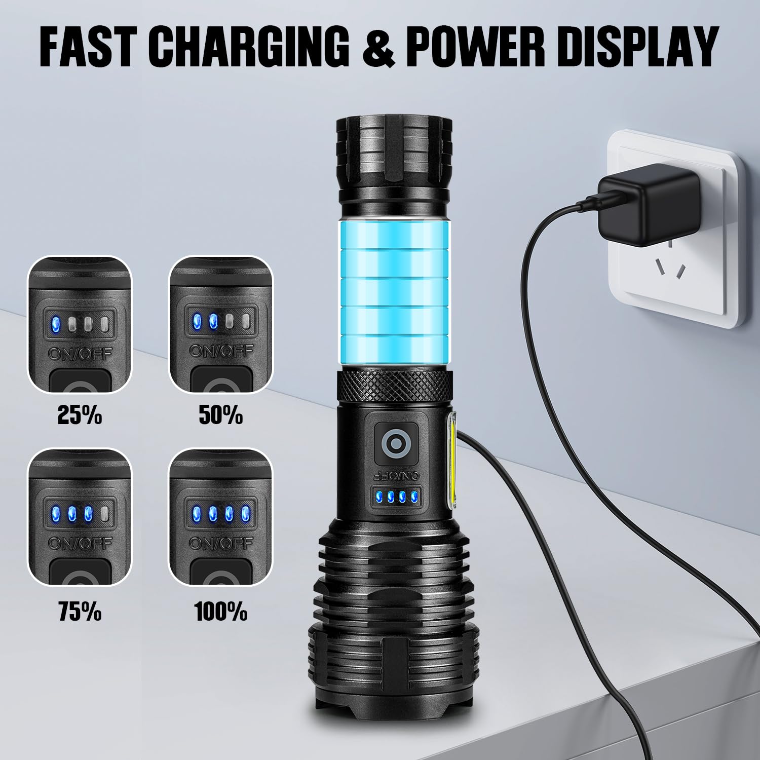 Bercol Flashlights Led High Lumens Rechargeable, 990,000 Lumen Super Bright Flashlight, Usb Fast Charging High Powered Flash Light, Powerful Ipx7 Waterproof Handheld Flashlights For Home,Camping(2 Pack)