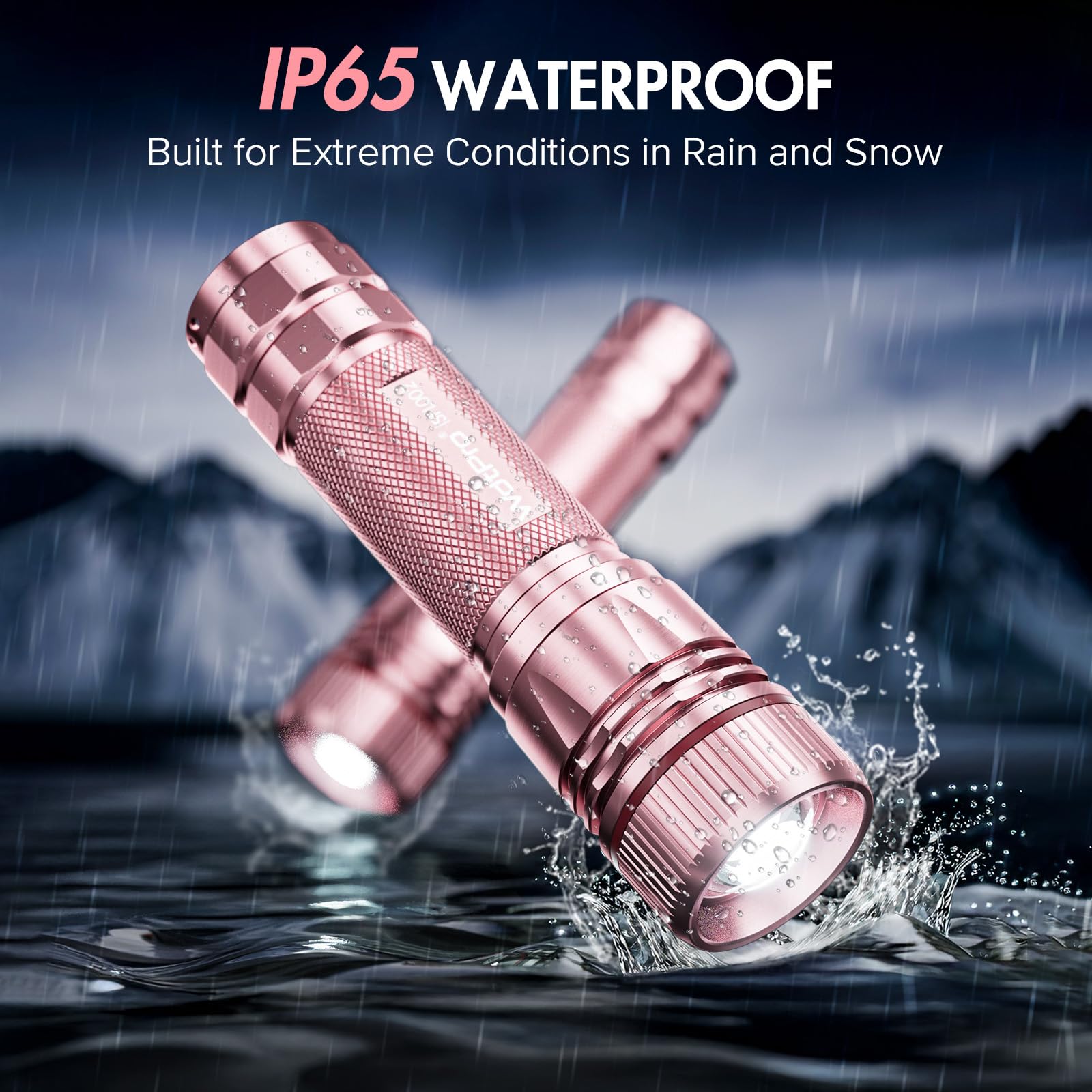 Wdtpro Rechargeable Flashlights High Lumens, 1 Pack Super Bright Led Small Tactical Edc Flashlight With 10H Runtime, Portable Flash Light For Camping, Home, Emergency Essentials Pink(Battery Included)