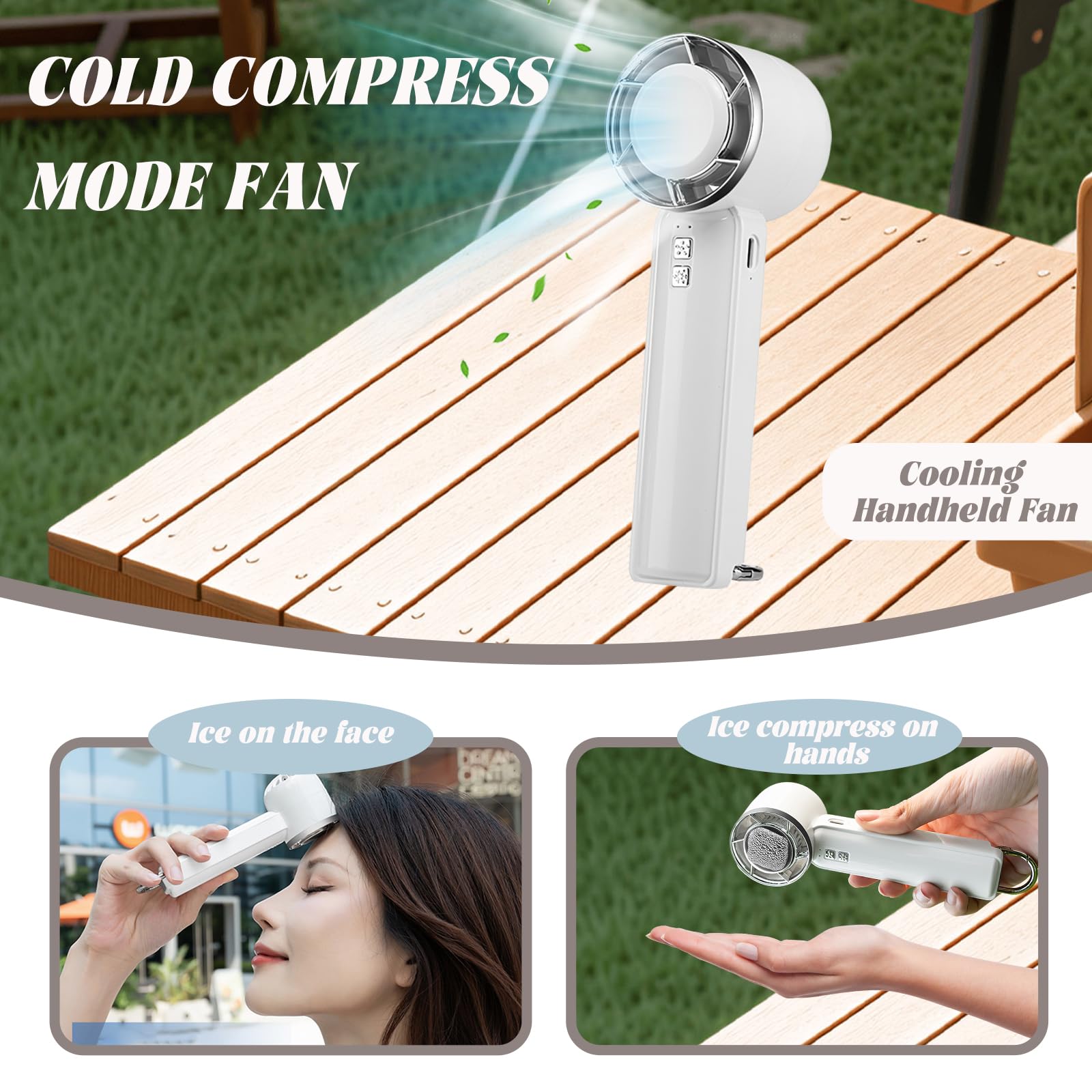 Portable Handheld Fan, 5 Level Wind Speed Regulation Fan, Quiet Mini Fans With Ice Compress, Cooling