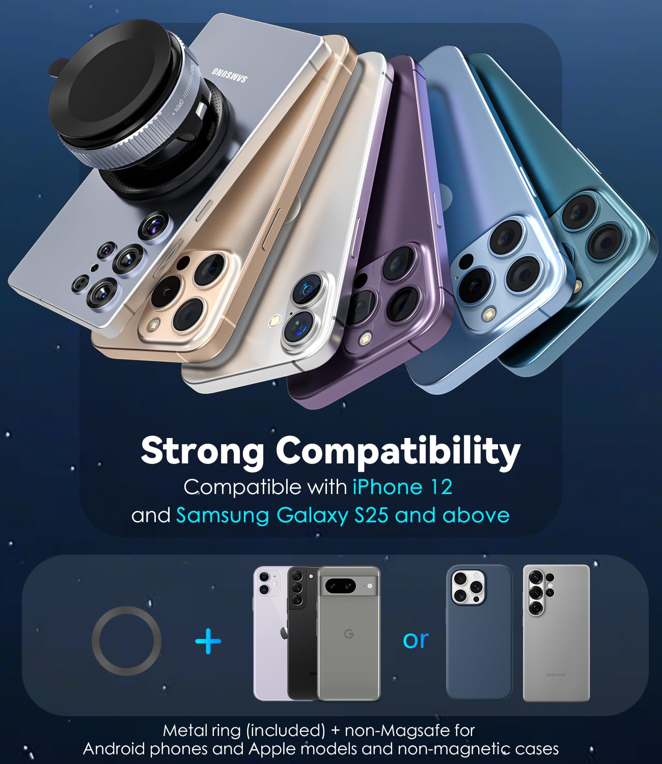 Cloudvalley Magnetic Car Phone Mount, [Compatible With Magsafe] 360° Adjustable Foldable Holder For Dashboard, 80Lbs Suction & 2800Gf Magnet, Car Accessories For Iphone 16 Pro Max 15 14, Black