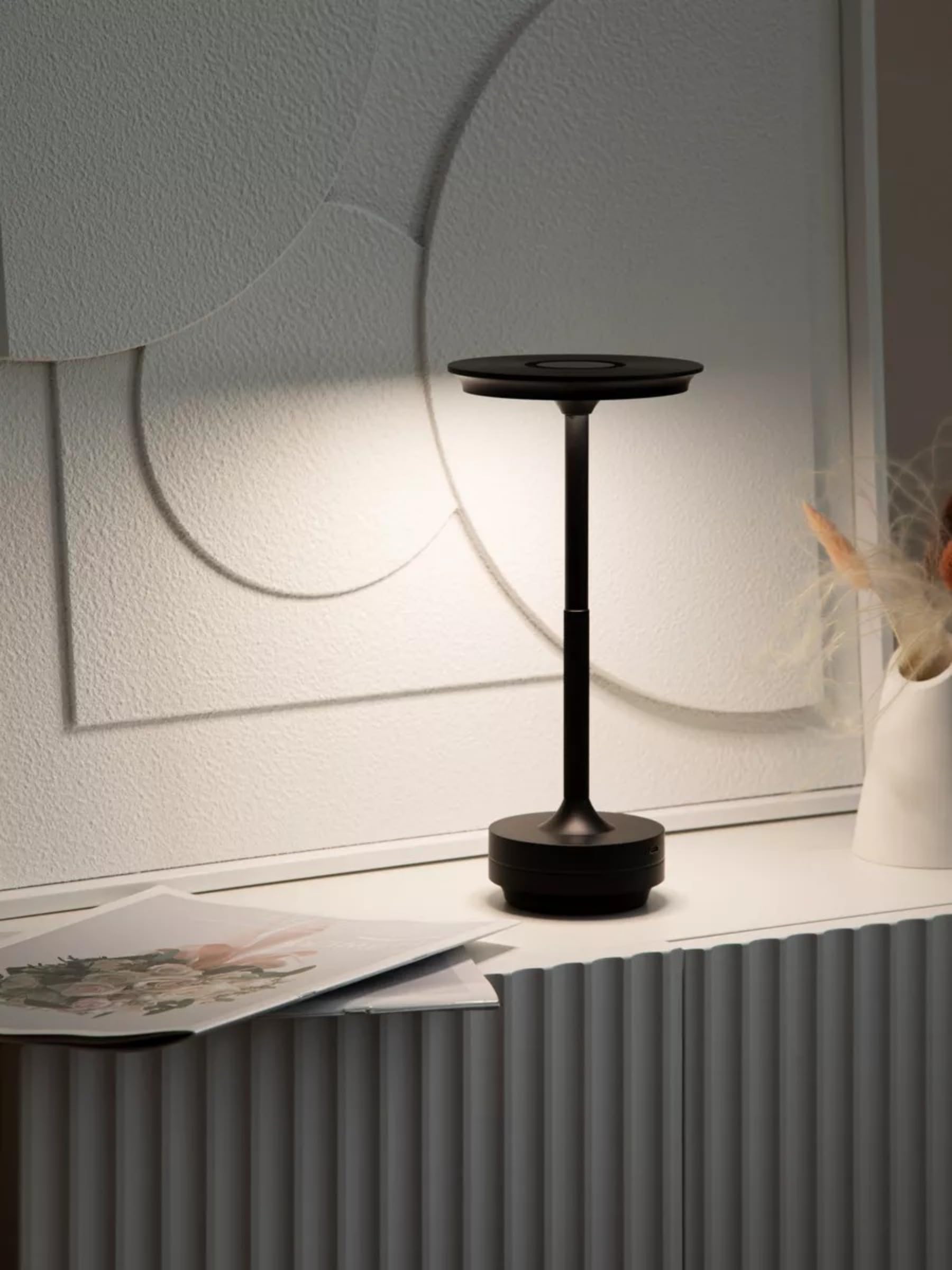 Jsxl Black Rechargeable Cordless Table Lamp, Battery Operated Table Lamp, Stepless Dimming Small Table Lamp, Led Table Lamps For Indoor/Outdoor, Living Room Kitchen Patio, 2 Pcs