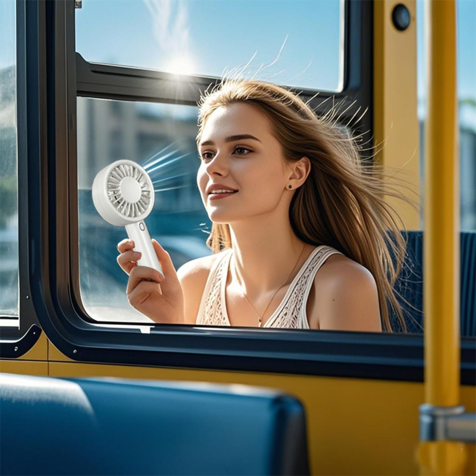 Decute Handheld Turbo Fan Strong Wind Mini Portable Fans, Hand Held Usb-C Rechargeable Travel Fan