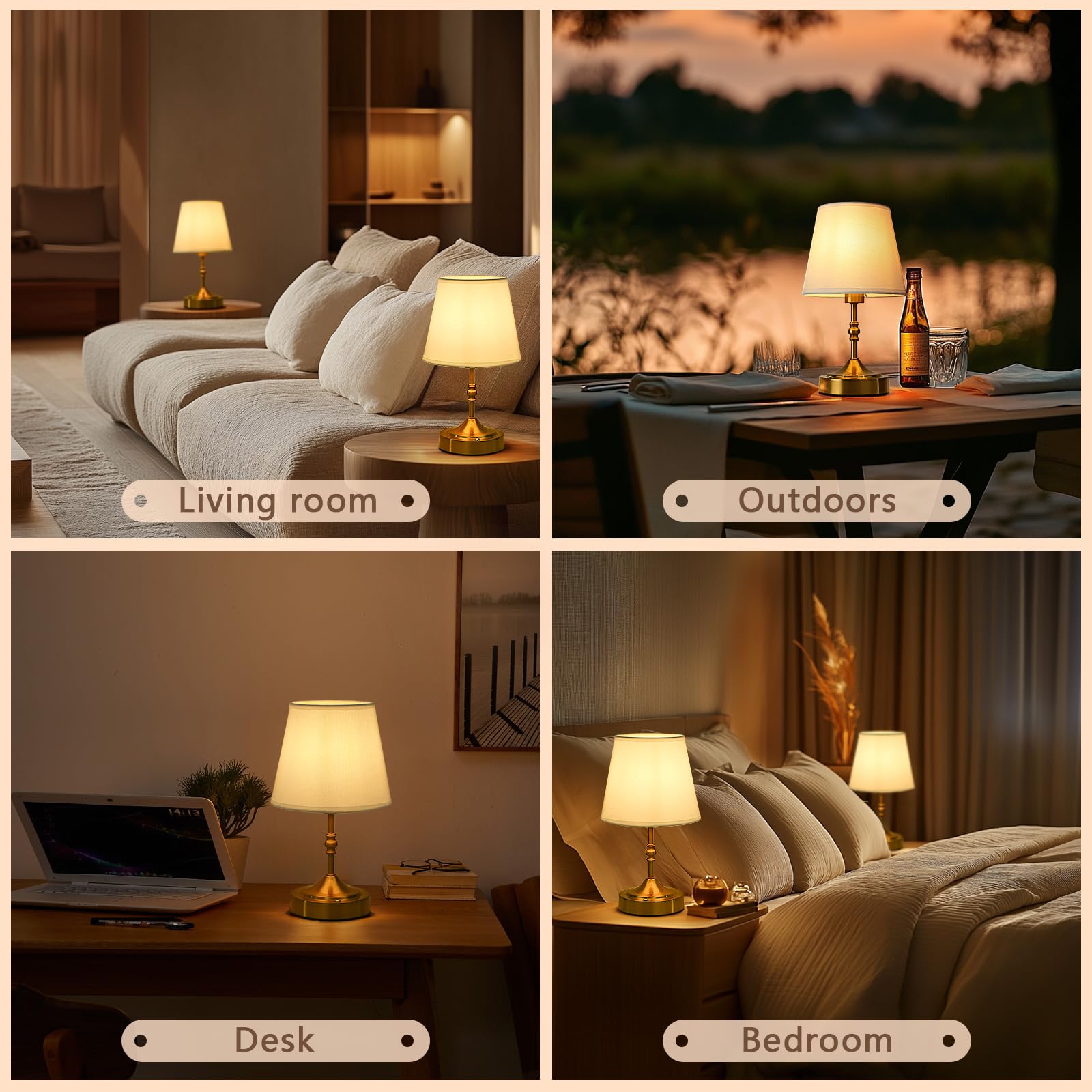 Mobeyu Cordless Table Lamps 2-Pack, Rechargeable Battery Operated Lamp With 5000Mah, Touch Control, 3-Level Dimmable Led Light, Portable Bedside Lamp For Bedroom, Living Room, Bar, And Dining Table