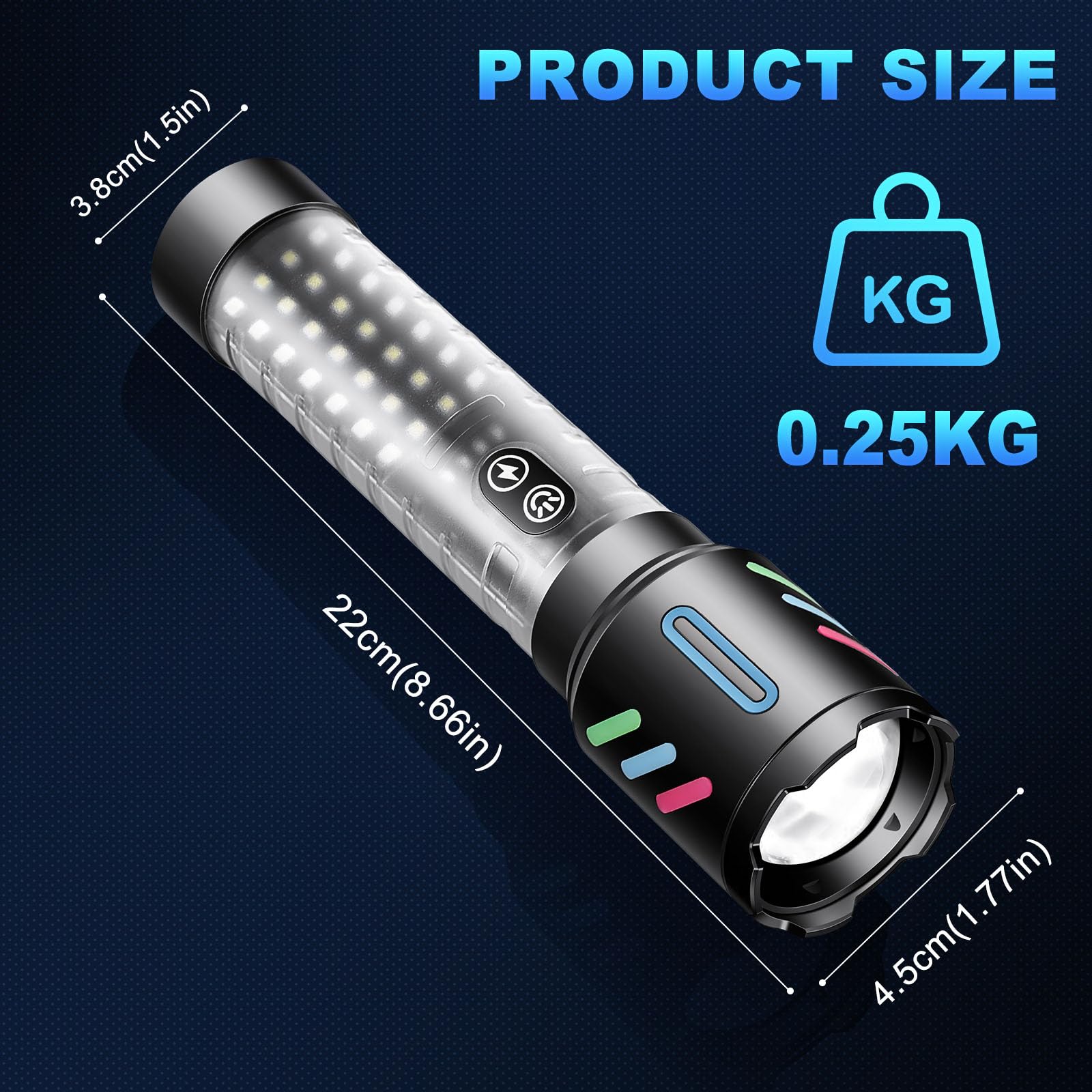 Ciwuzxs High Powered Flashlight, Flashlights High Lumens 5000, Led Super Bright Flashlight, Rechargeable With Large Side Lights, Adjustable, Waterproof, For Emergencies, Camping, Hiking