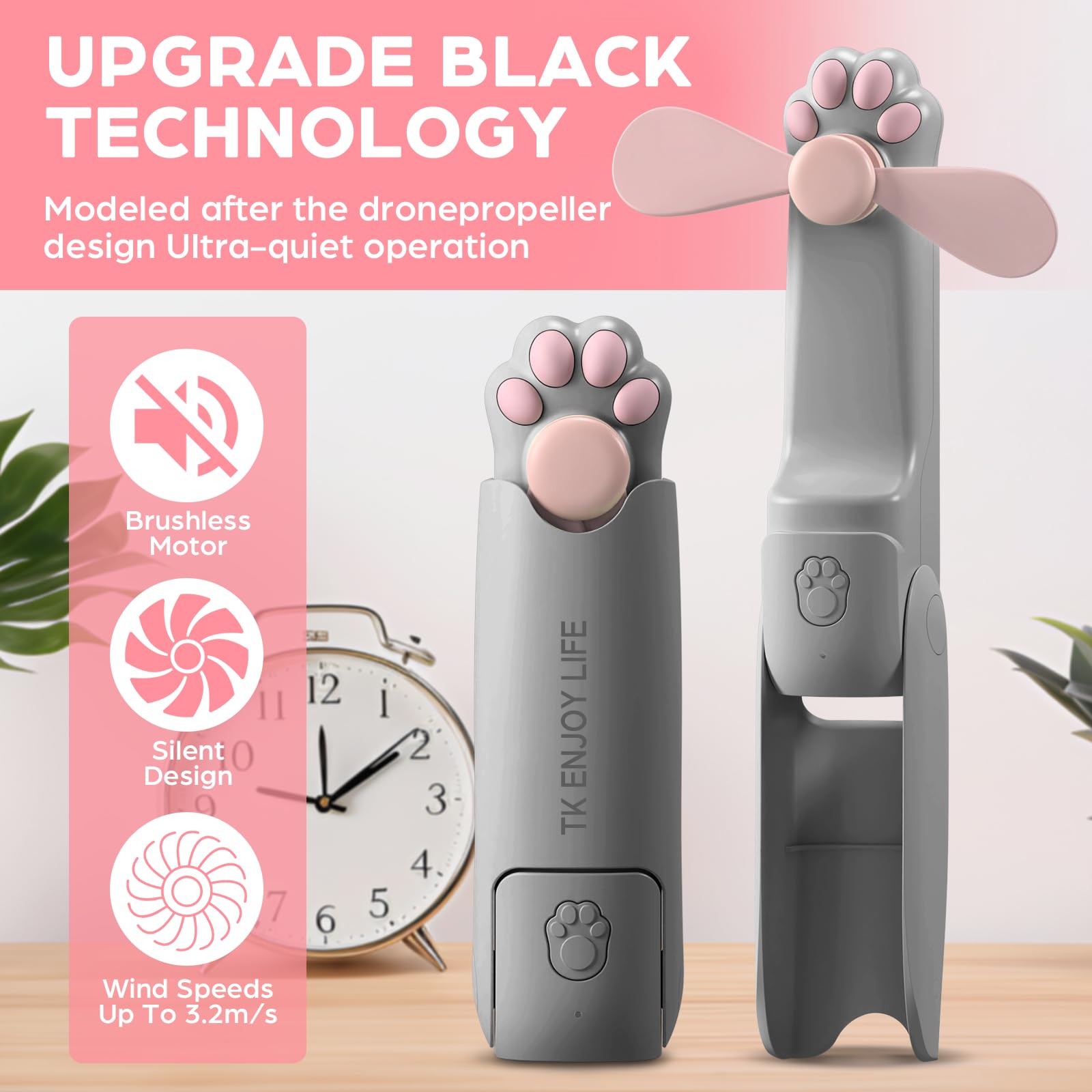Handheld Mini Fan,Usb Rechargeable Foldable Fan, 3 In 1 Portable Pocket Fan With Power Bank