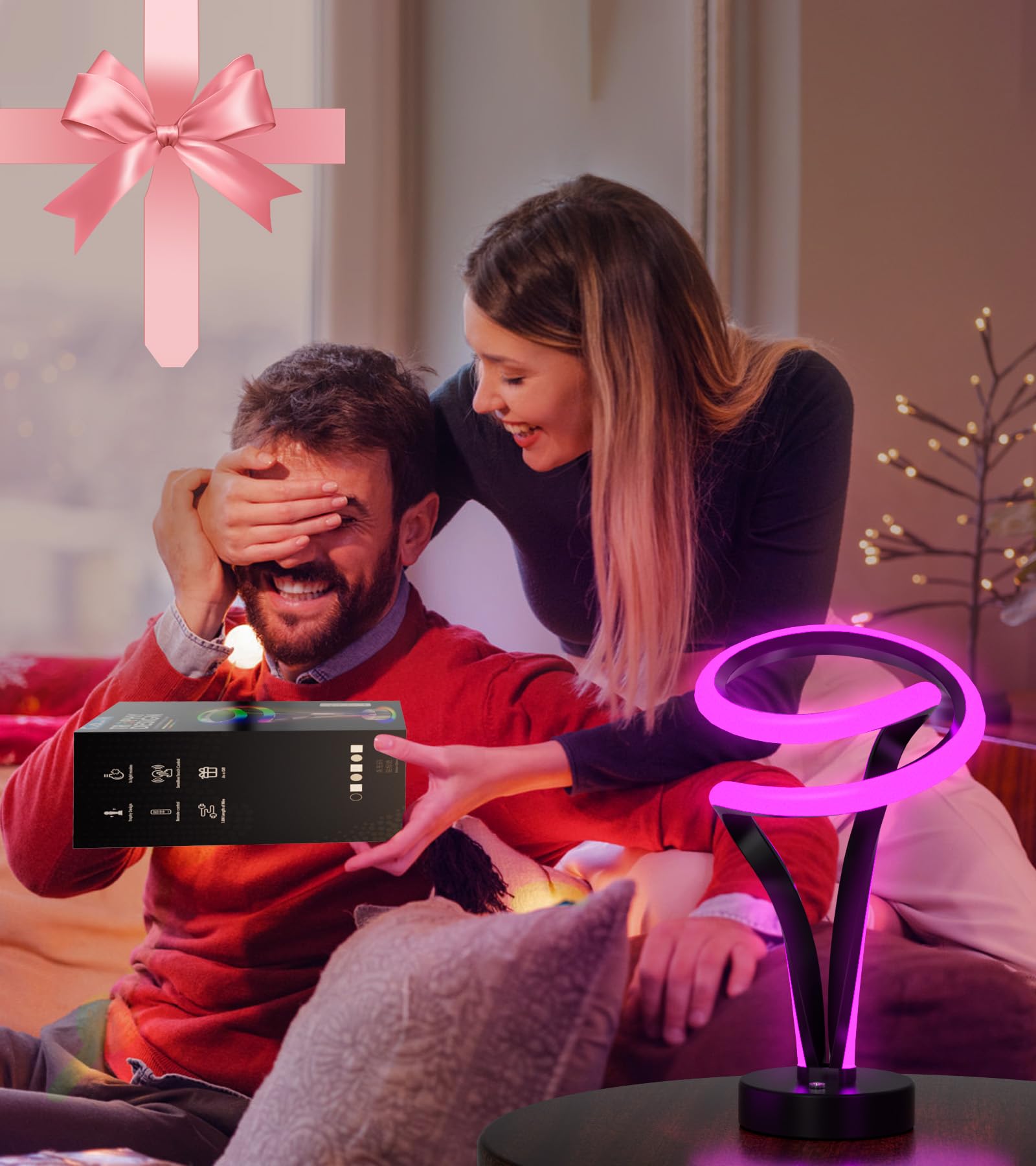 Putwish Spiral Rgb Table Lamp For Nightstand, 12 Colors Changing Lamp With Remote & Touch Control, Small Modern Led Lamp Memory Function For Bedroom, Living Room