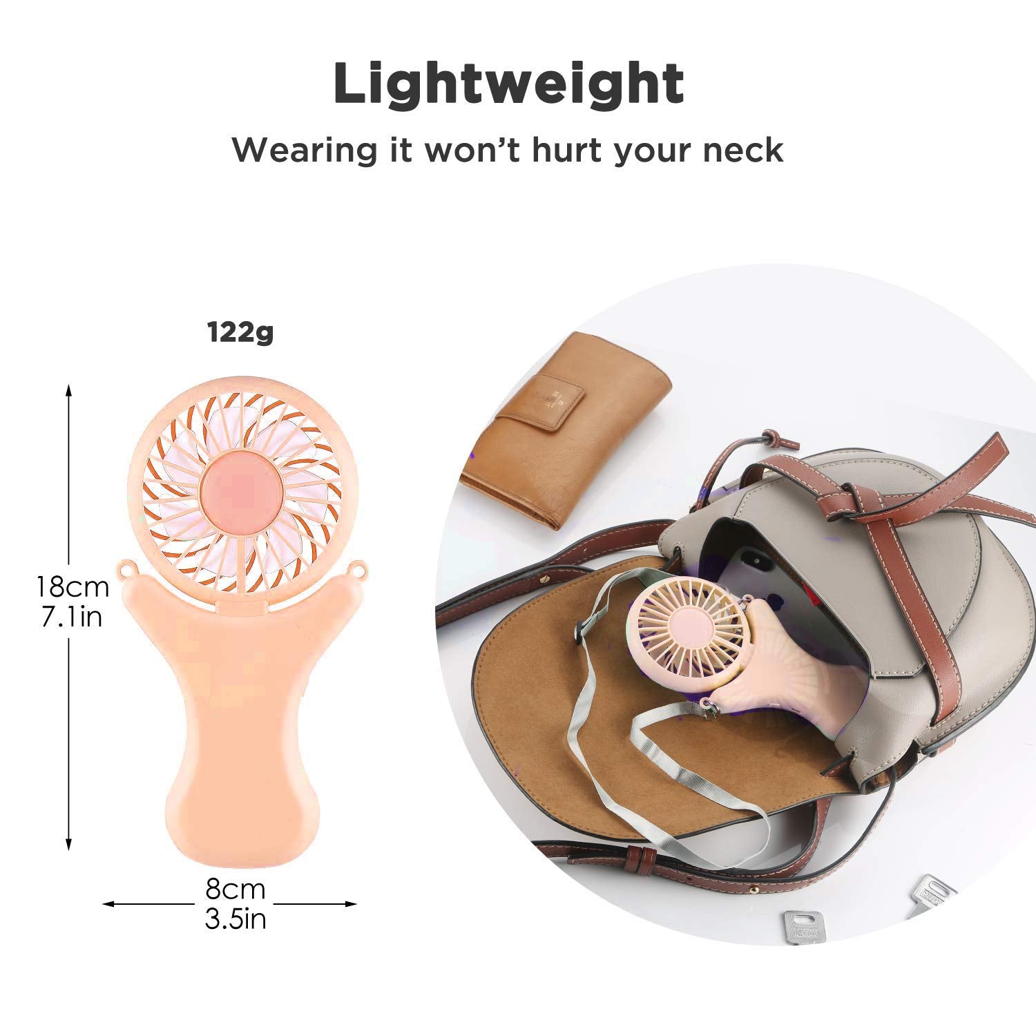 Outxe Necklace Fan Personal Fan 3000Mah Wearable Fan Mini Handheld Fan 90° Rotation Portable