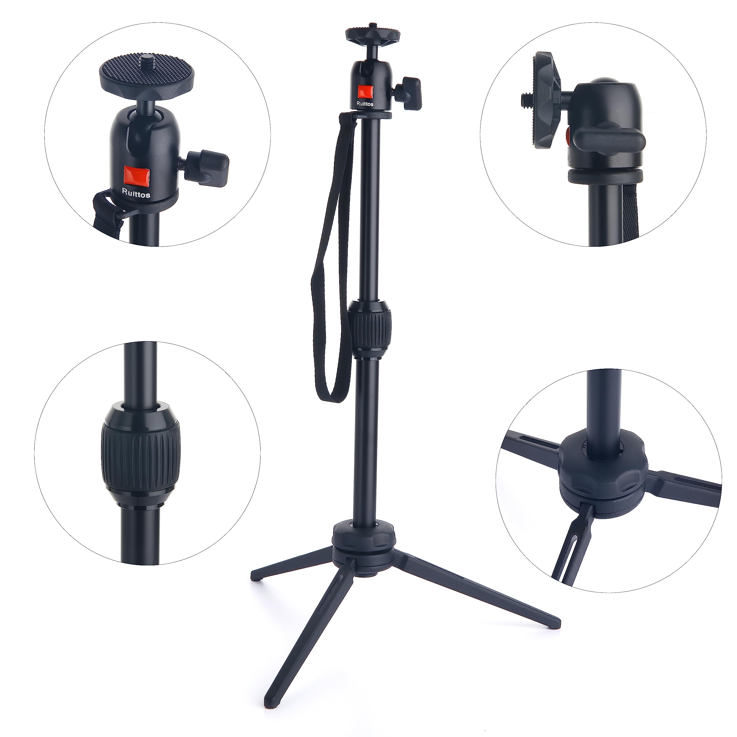 Ruittos Tripod Stand Compatible With Anker Nebula Capsule Series, Universal Mini Camera Tripod, Aluminum Alloy Portable Projector Stand For Capsule, Capsule Max, And Capsule Ii With Swivel Ball Head
