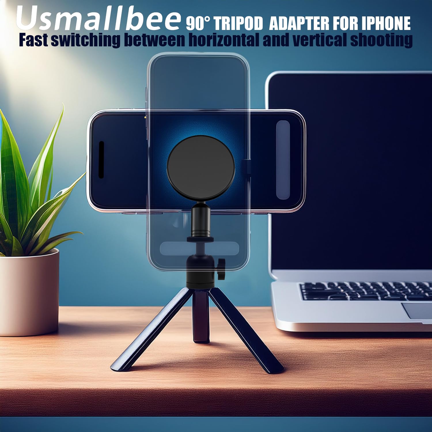 Usmallbee Tripod Mount Metal Adapter For Magsafe, Magnetic Tripod Phone Mount Stander Camera Interfaces 1/4"-20 Metal Tripod For Iphone,Fit For Iphone 15/14/13/12 Pro Max Plus Mini