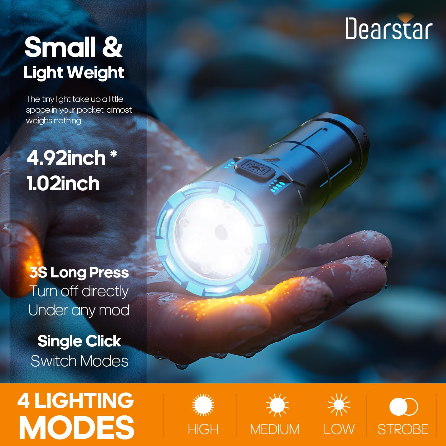 Dearstar Rechargeable Flashlights Mini Utility High Lumen, Super Bright Led Small Flashlight With Magnetic Base, High Powered Strong Flash Light, Pocket Outdoor Home Emergency Security Camping