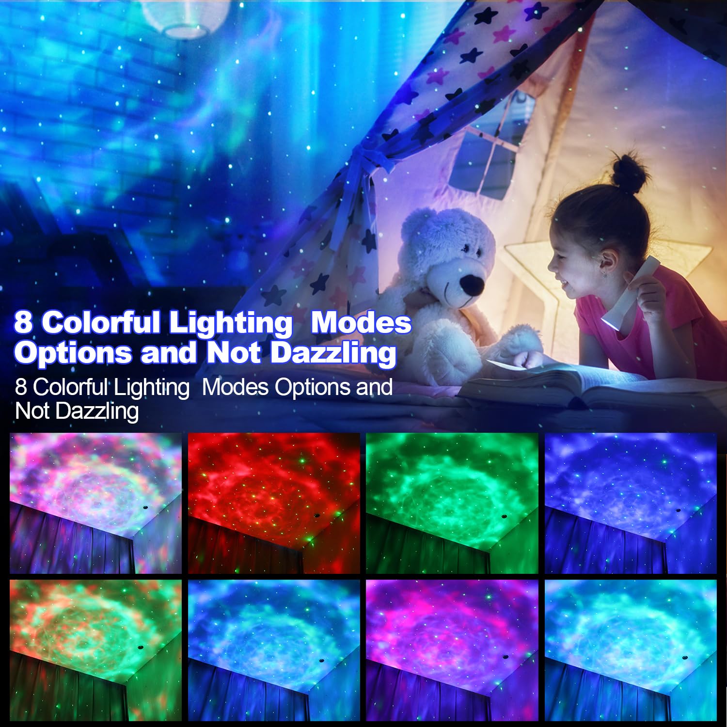 Juzihao Star Projector Galaxy Night Light With Remote Control, Timer, Bluetooth Speaker, Led Aurora Lights Projector For Ceiling 8 Lighting For Kids Adults Bedroom/Room Decor/ Christmas, Birthday