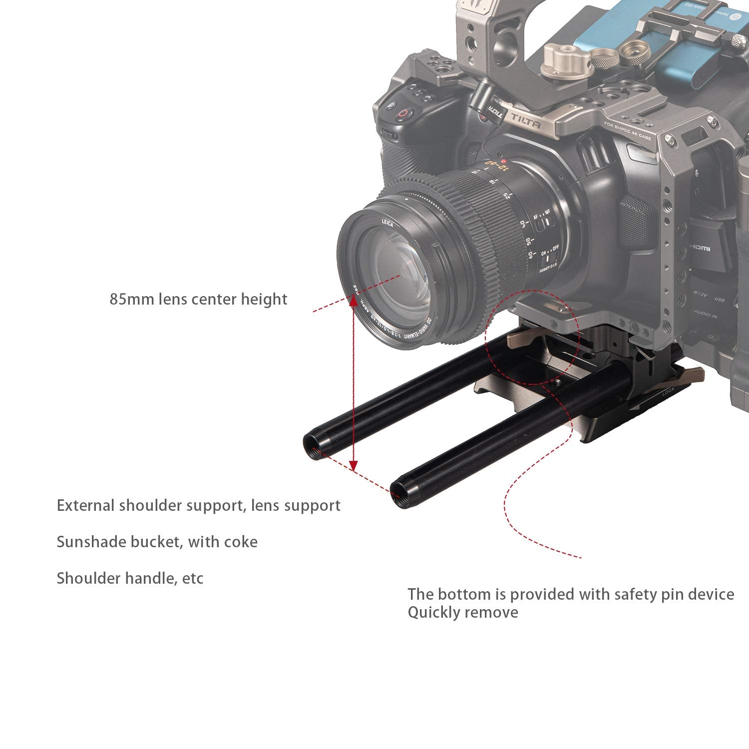 Tilta 15Mm Lws Baseplate (Type I For Bmpcc 4K/6K Or Z Cam) (Gray)  Ta-Bsp-15-G