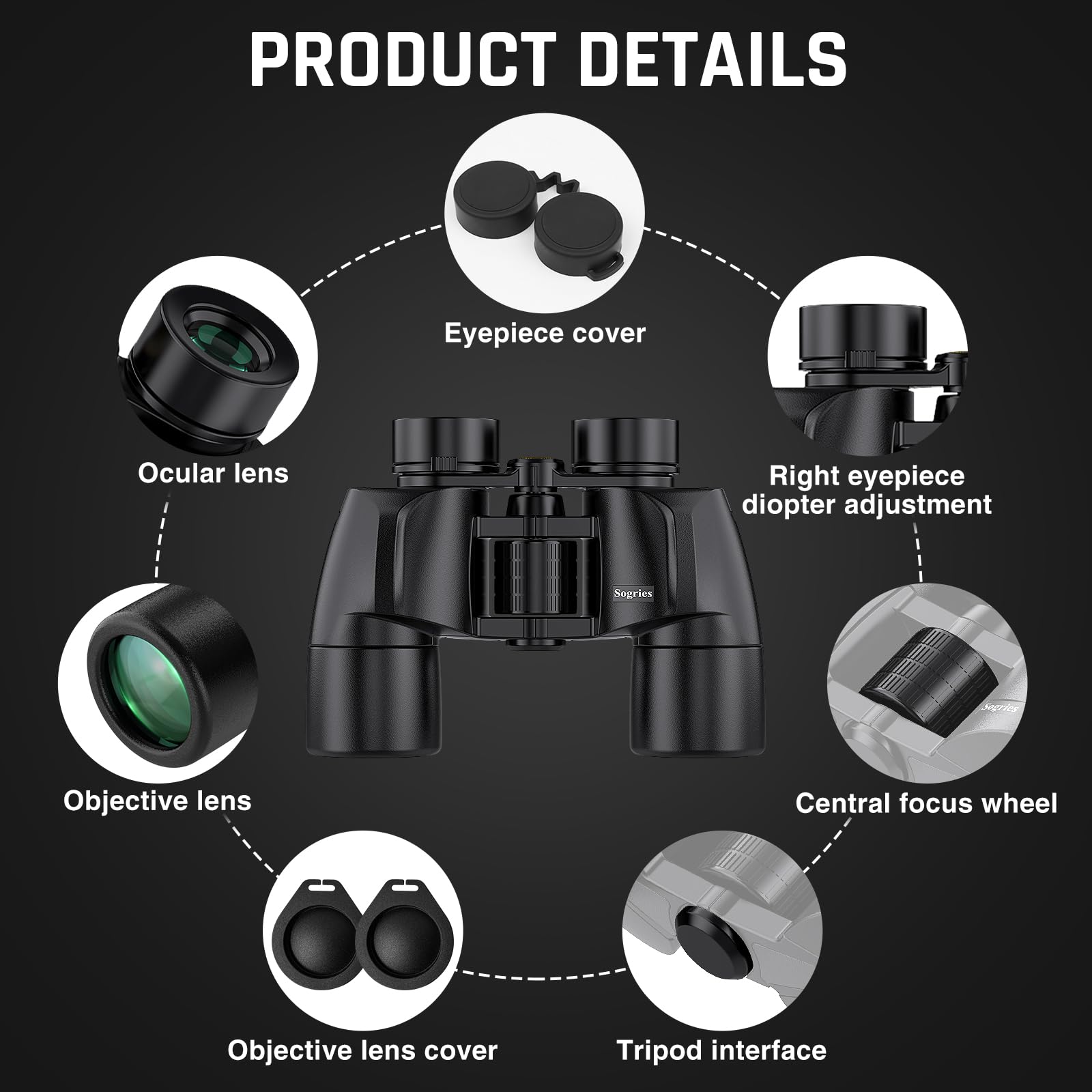 Sogries 8X40 High Power Binoculars For Adult,Hd Optical System Non-Slip Grip For Bird Watching, Ipx7 Waterproof Binoculars For Travel
