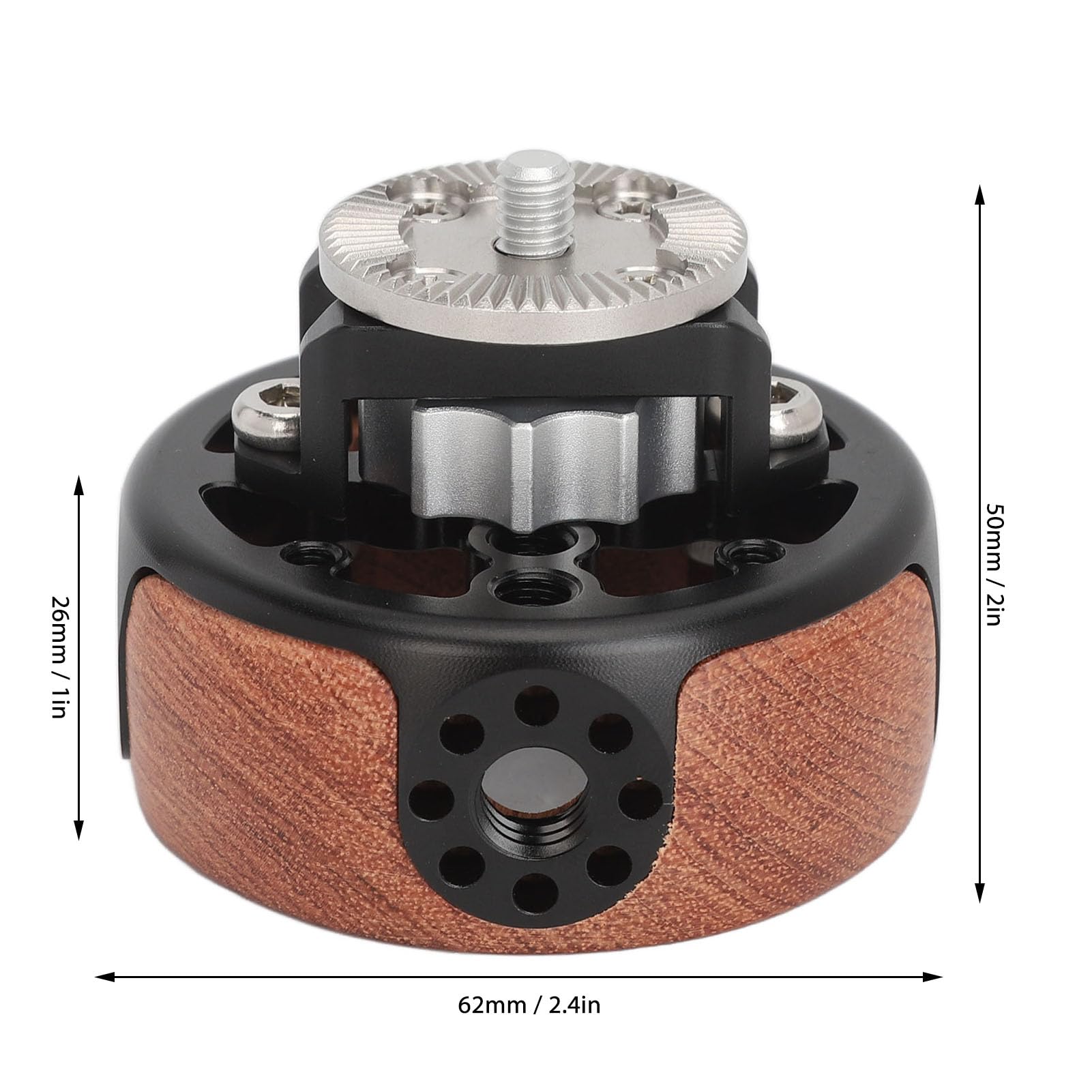 Gowenic Camera Wheel Shaped Side Handle, Ergonomic Wooden Handgrip Extension Connector For Slr Camera Mirrorless Camera Cage