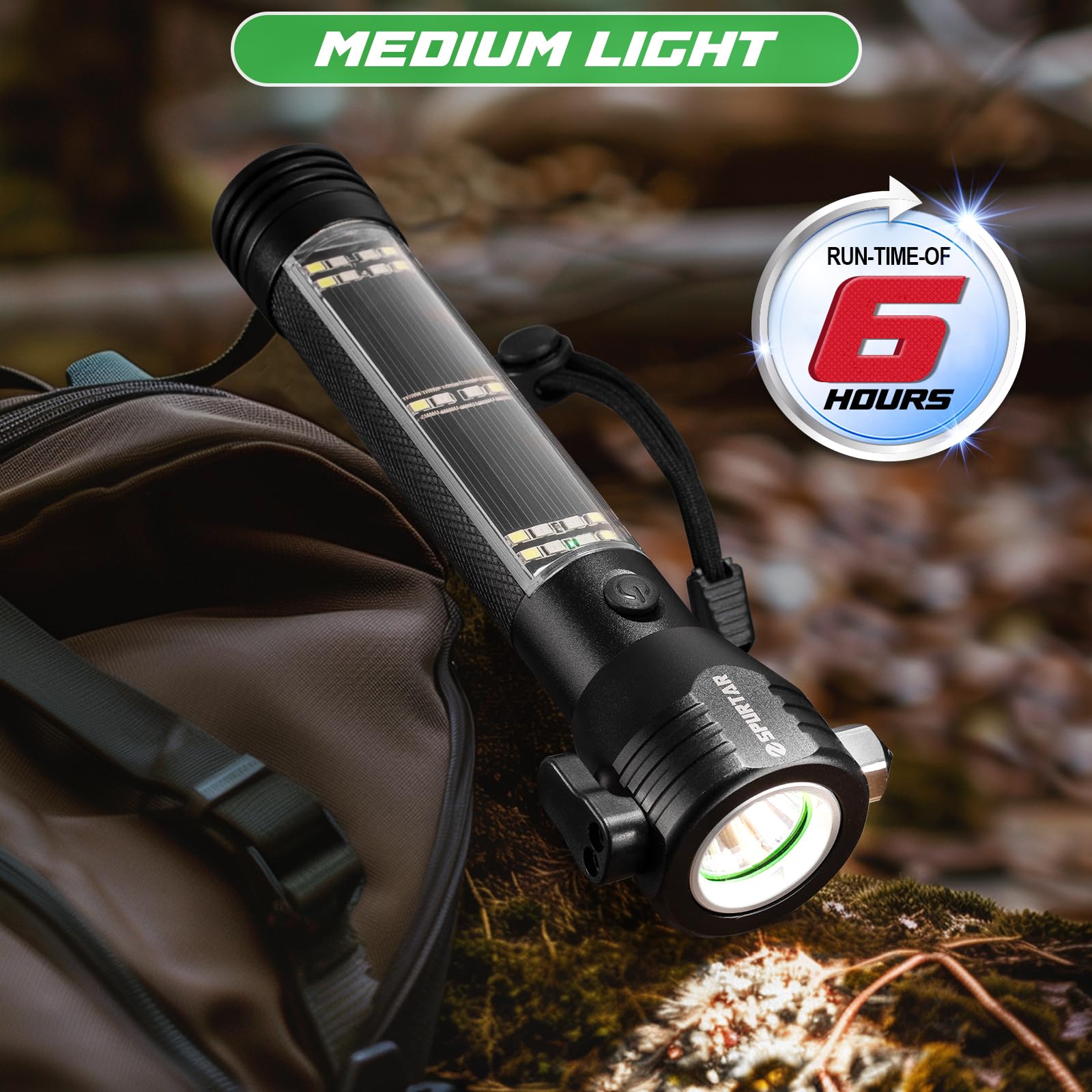 Spurtar Solar/Rechargeable Led Flashlight, 2 Packs 2000Mah Usb Rechargeable Tactical Torch Multi Function Ultra Bright Flashlight 7 Modes For Outdoor, Camping, Hiking