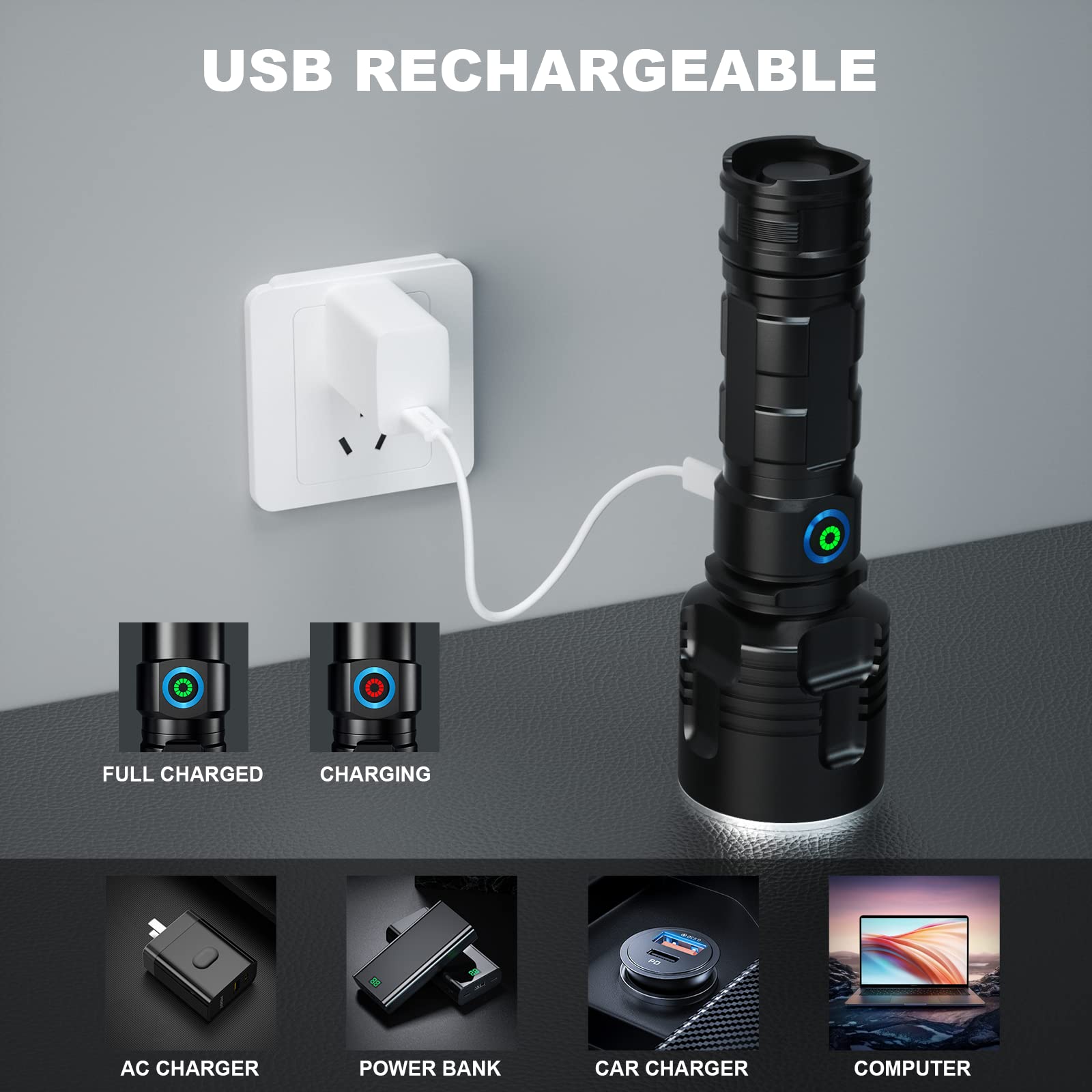 Milaoshu Rechargeable Flashlights 990,000 High Lumens - 2 Pack, 12 Hours Powerful Led Flash Light With Multiple Light Modes, Super Bright & Ipx5 Waterproof Torch For Camping, Home, Emergencies