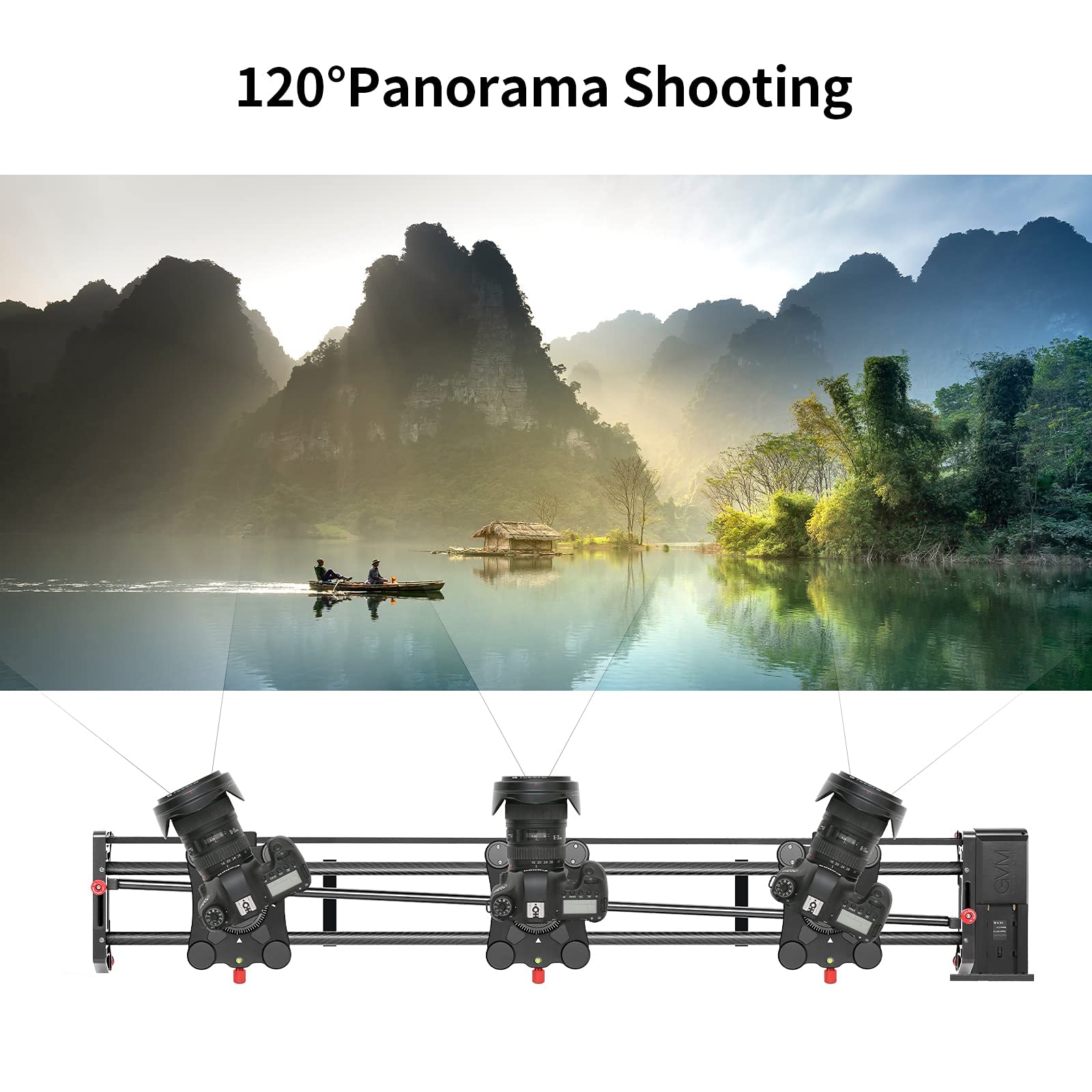 Gvm 48"/120Cm Motorized Camera Slider, App Professional Carbon Fiber Dolly Rail Camera Slider, Motorized Time Lapse And Video Shot Follow Focus Shot And 120 Degree Panoramic Shooting