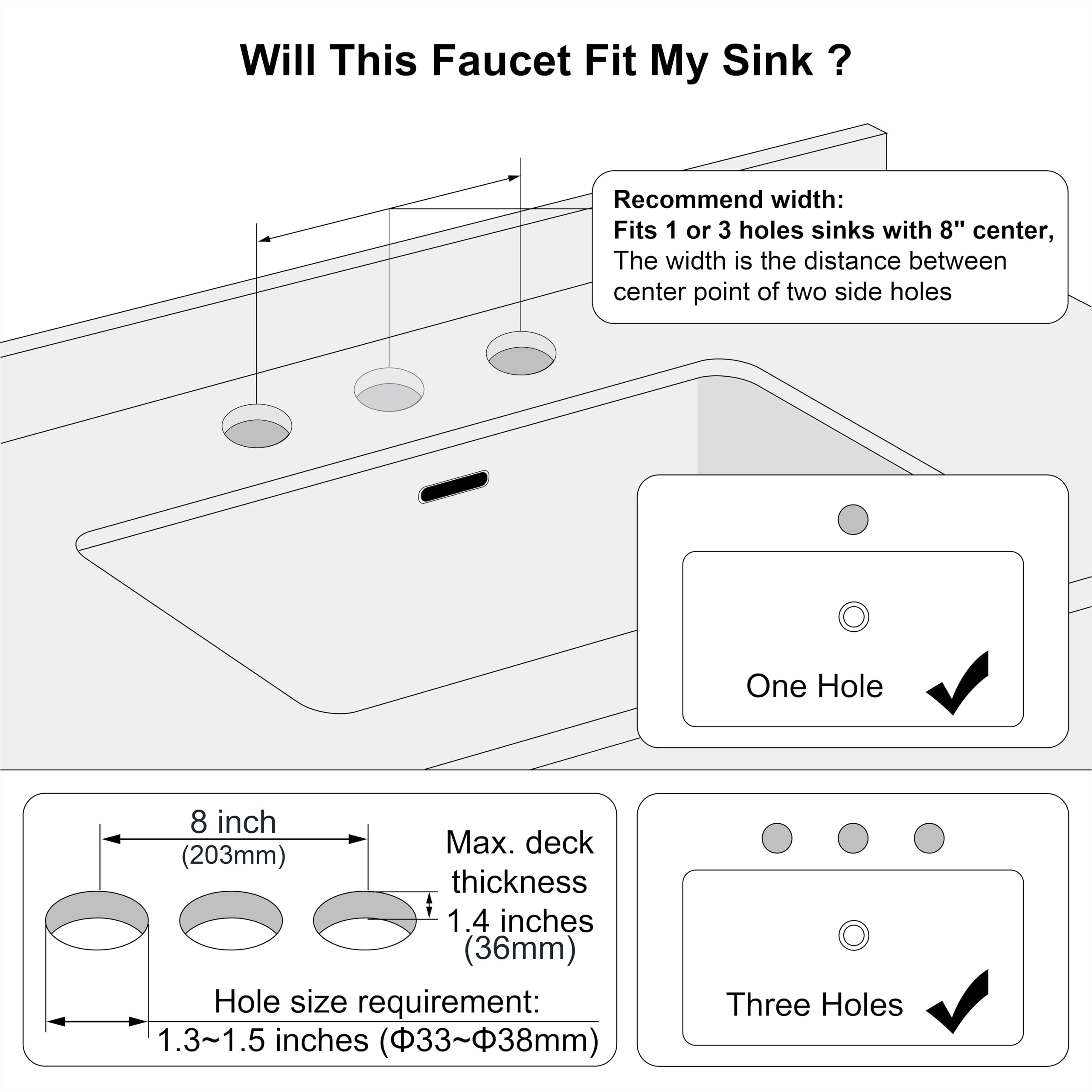 Derengge Stainless Steel 8 Inch Kitchen Sink Faucet,Single Handle Pull Out Kitchen Faucet With Deck Plate,1 Hole Or 3 Hole Installation,Kf-8125-Ss