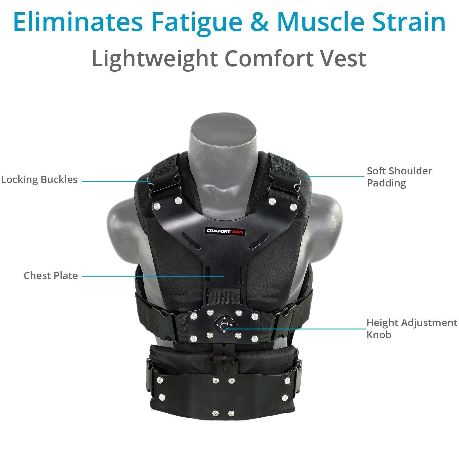 Flycam 5000 Handheld Video Camera Stabilizer With Comfort Shock-Absorbing Arm & Body Vest. Payload Up To 5Kg/11Lb. Includes Quick Release, Arm Brace & Table Clamp (Flcm-Cmft-Kit)