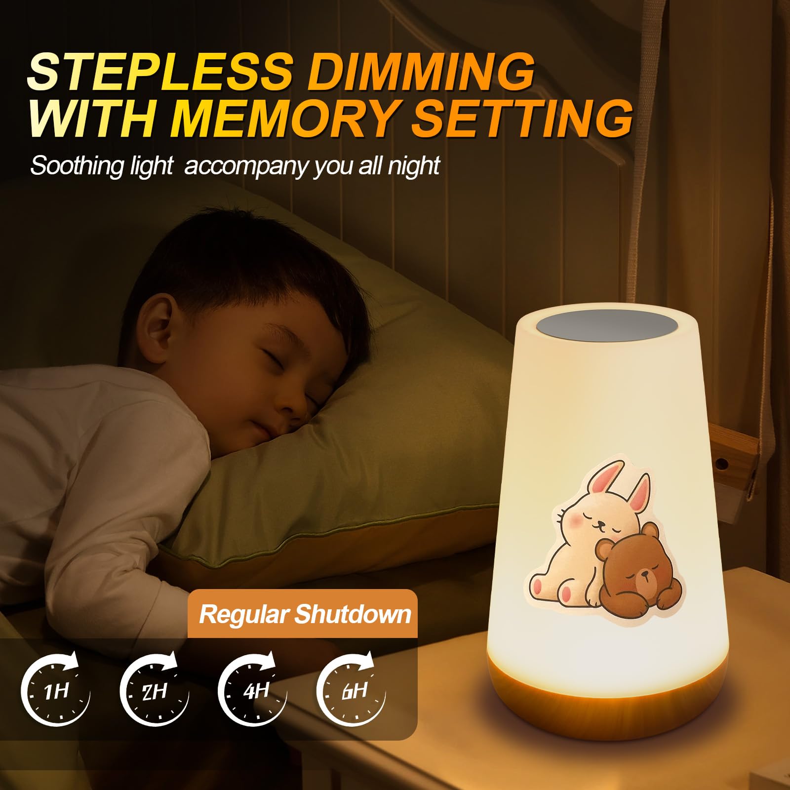 Boonbery Night Light For Kids, Dimmable Portable Table Bedside Lamp With Remote Control Animal Stickers, 13 Color Changing 5 Brightness, Rechargeable Desk Lamp For Kids Adult Bedroom Living Room Baby Nursery