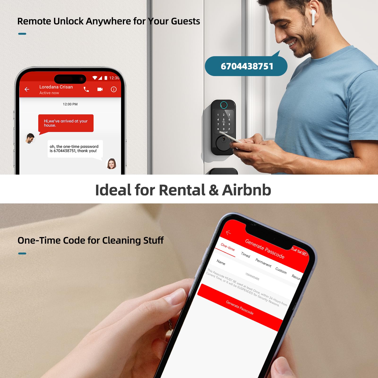 Smonet Smart Locks Wifi Deadbolt: Fingerprint Front Door Lock Keyless Entry With Keypad Electronic Digital Deadbolt Alexa Gateway Remote Control, Bluetooth App Keyfob Code Auto-Lock For Home, Black