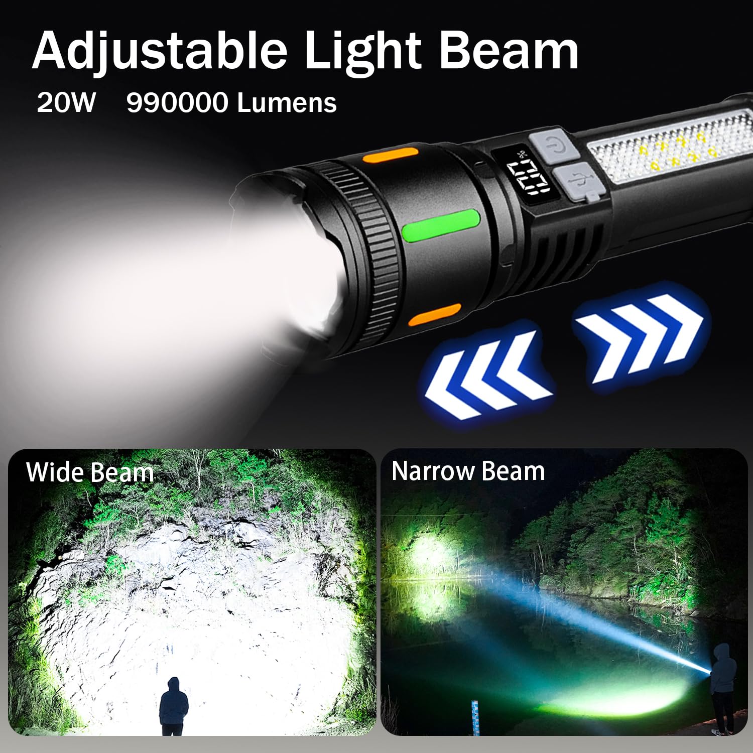 Baitool 2 Pack Rechargeable High Lumens Flashlights,Waterproof Handheld Powerful Flash Light Set,5 Modes Super Bright Flashlight With Cob Light,Flashlights For Emergencies,Home,Camping,Outdoor