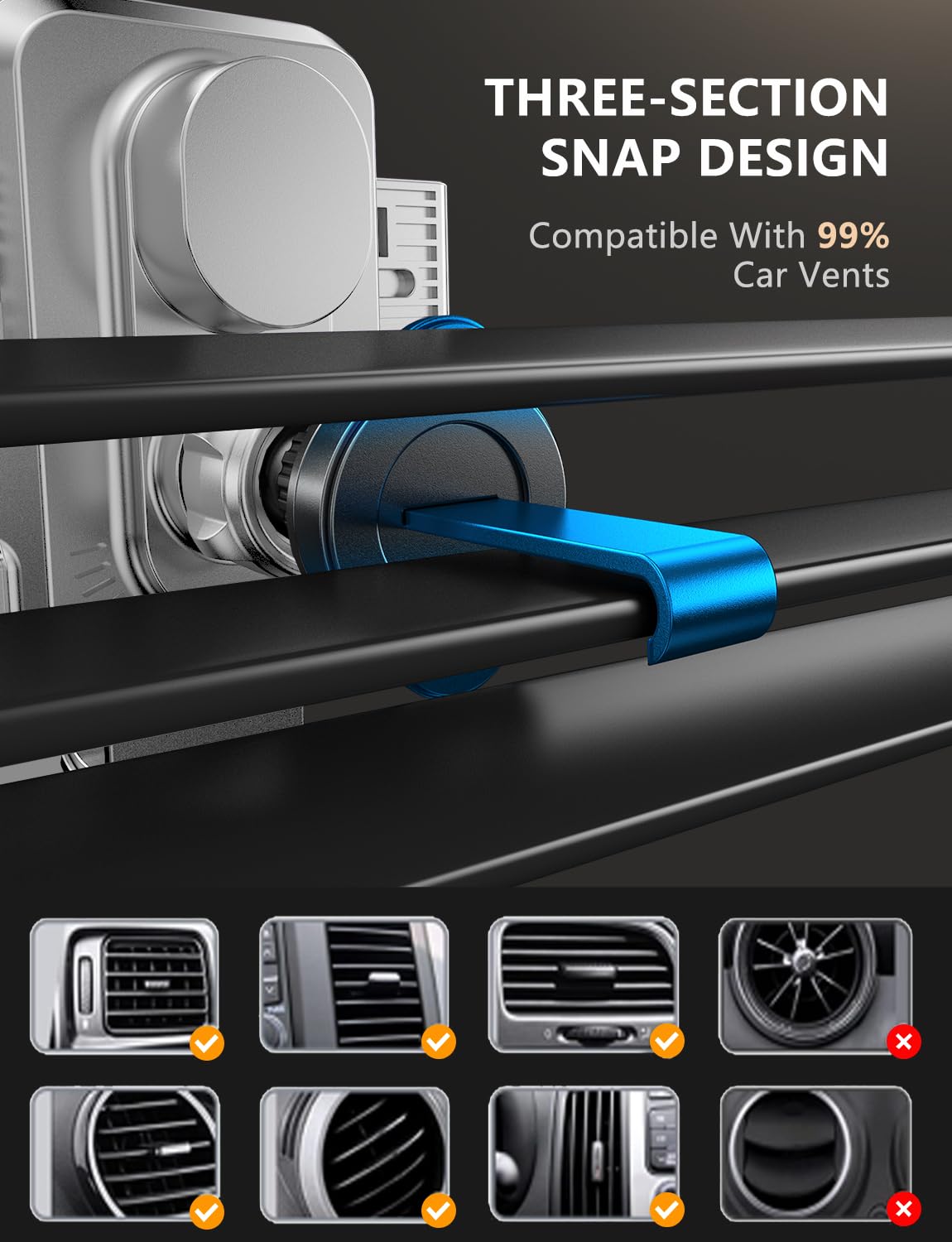 Joymass Wireless Car Charger, Phone Holders For Your Car, 15W Auto Clamping Phone Mount Car Accessories For Iphone 16 15 14 13 12 Mini Pro Max, Samsung Galaxy S24 Ultra S23 S22+ Note 20, Etc - Silver