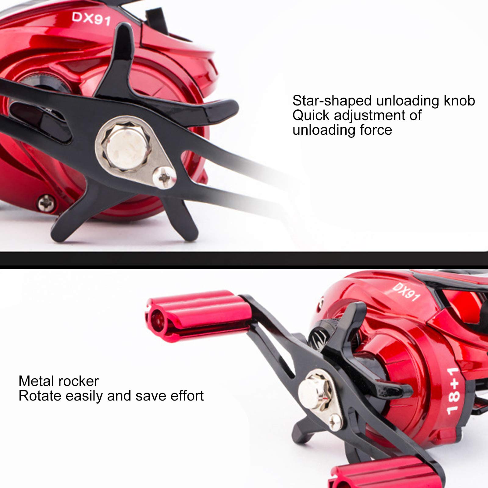 Sungooyue Baitcasting Reel, 18+1 Bearing 6 Gear Centrifugal Magnetic Dual Brake 7.2:1 Gear Ratio Casting Baitcasting Fishing Reel (Left Hand)