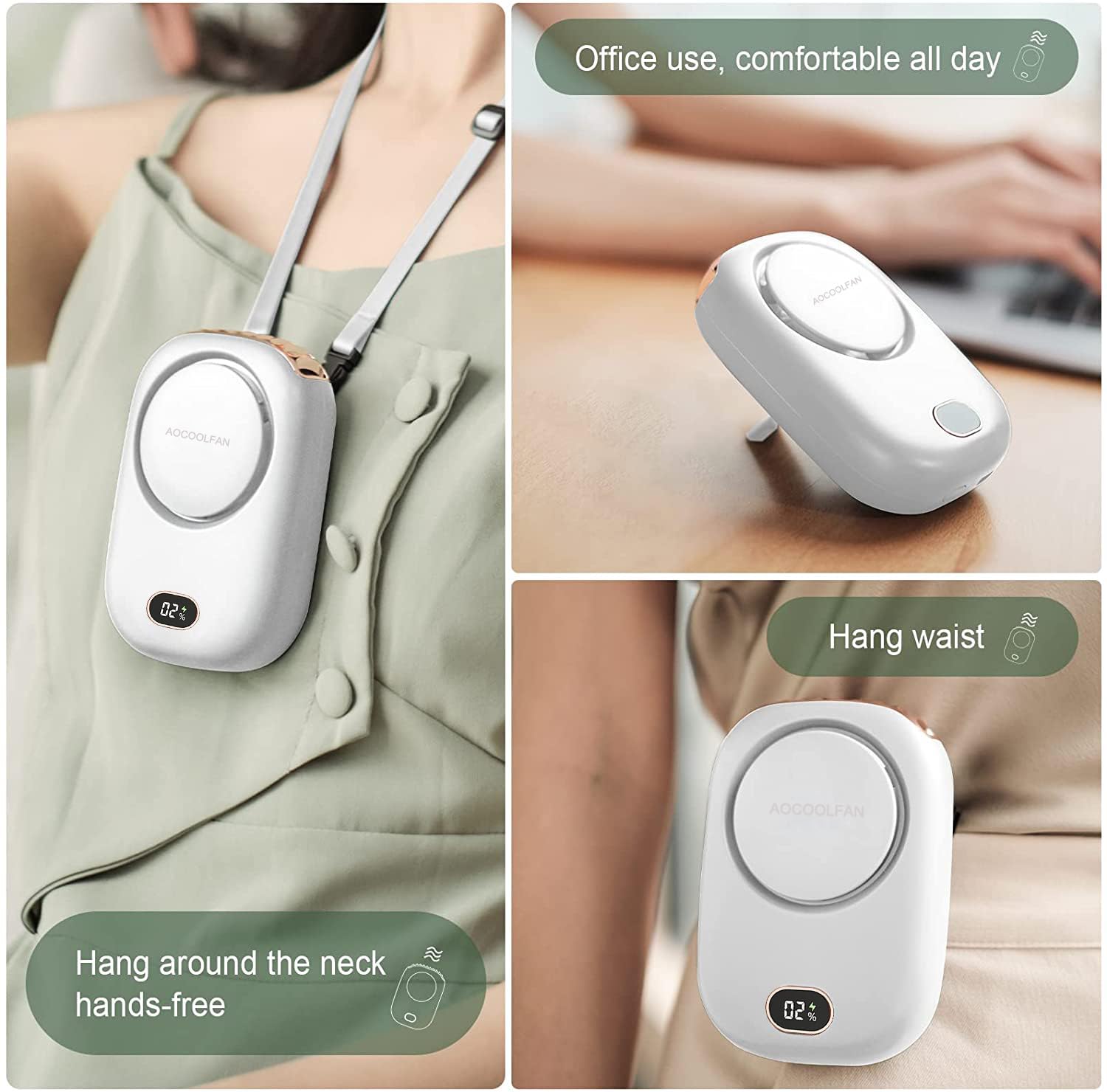 Portable Neck Fan, Mini Small Personal Handheld Fan Usb Rechargeable 3 Speed For Girls Boys Woman