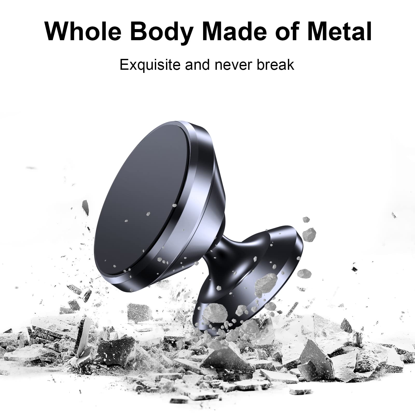 Coolpow 【2-Pack】 Magnetic Phone Holder For Car, [Strong Magnet] Magnetic Phone Mount For Car [4 Metal Plate] Iphone Magnetic Car Mount For Cell Phone [360° Rotation] Universal Dash Car Phone Holder Mount