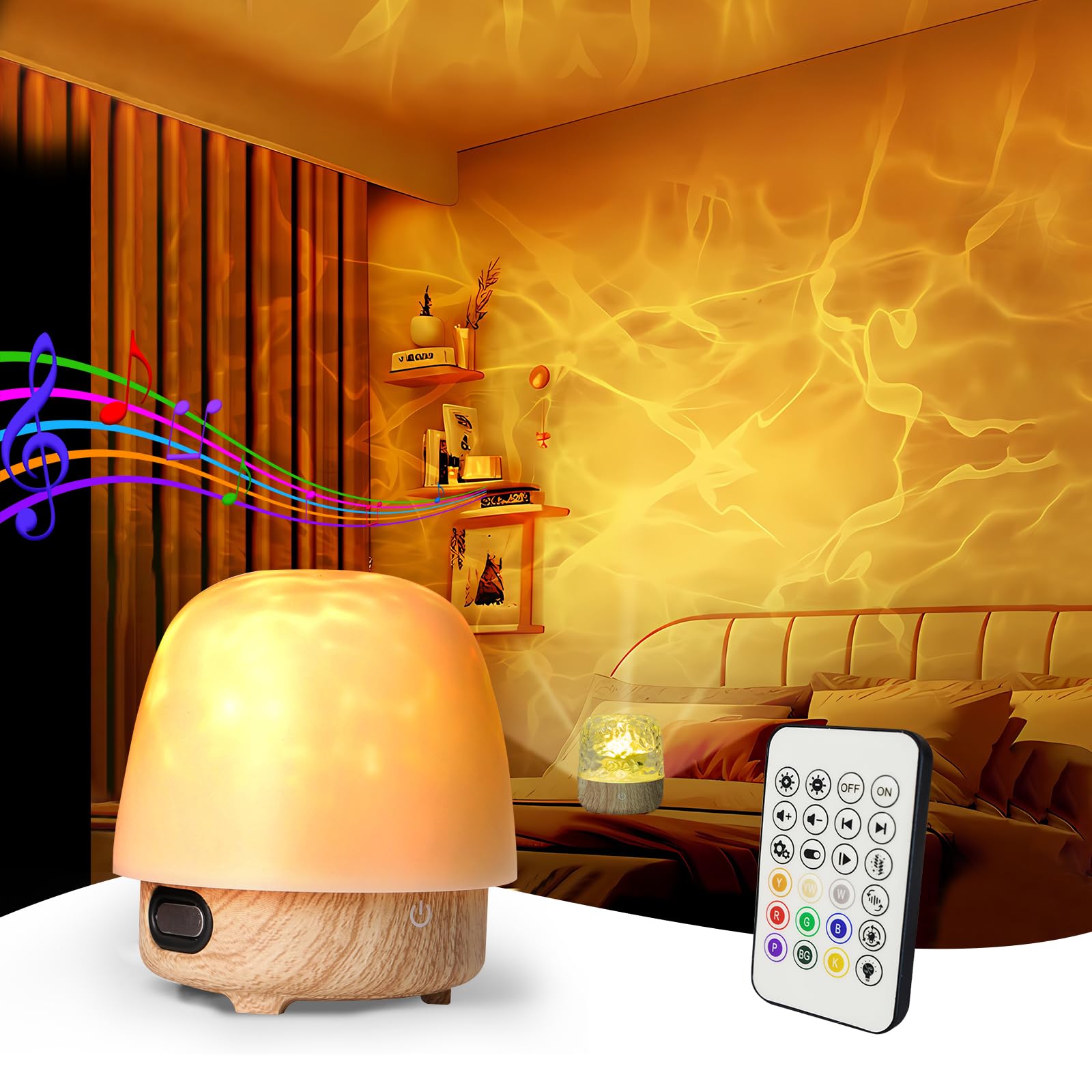 Cydsxyd Galaxy Projector Light, Ocean Wave Projector Light With Bluetooth Speaker, 16 Colors Mushroom Lamp With Remote Control, Star Projector Cordless For Kids, Room Decor, Bedroom, Party, 