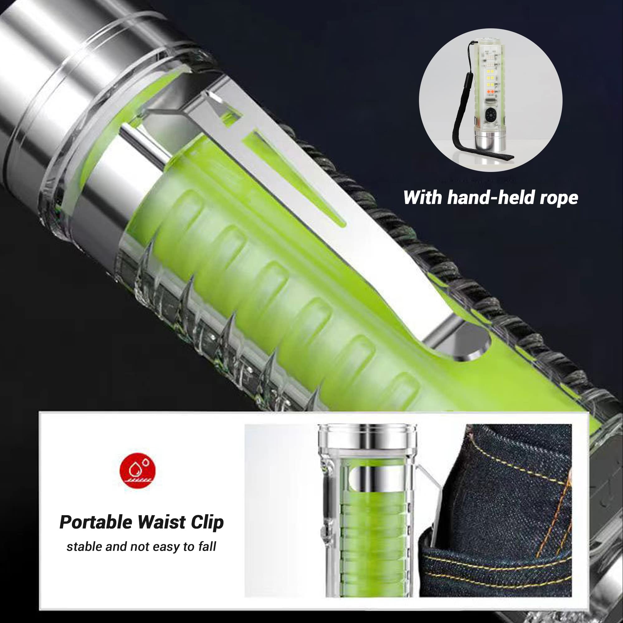 Fzh Small Powerful Flashlight Rechargeable - 350 Lumen 1500Mah Led Flashlights With 8 Light Modes, Waterproof Magnetic Handheld Flashlights For Emergencies, Camping, Hiking