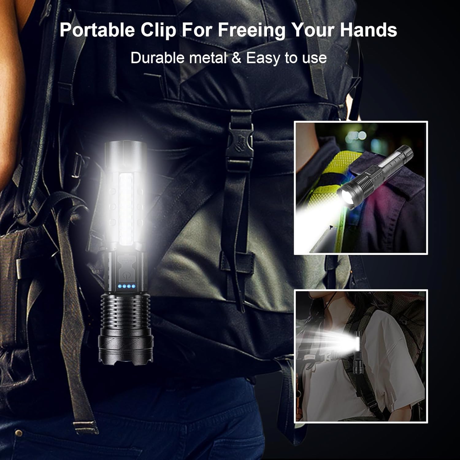 Ewenele Flashlights High Lumens Rechargeable 2 Pcs, 1,000,000 Lumens Led Tactical Flashlight Battery Powered With 7 Light Modes, Cob Side Light, Usb C, Waterproof, Zoomable, Powerful Handheld Flash Lights