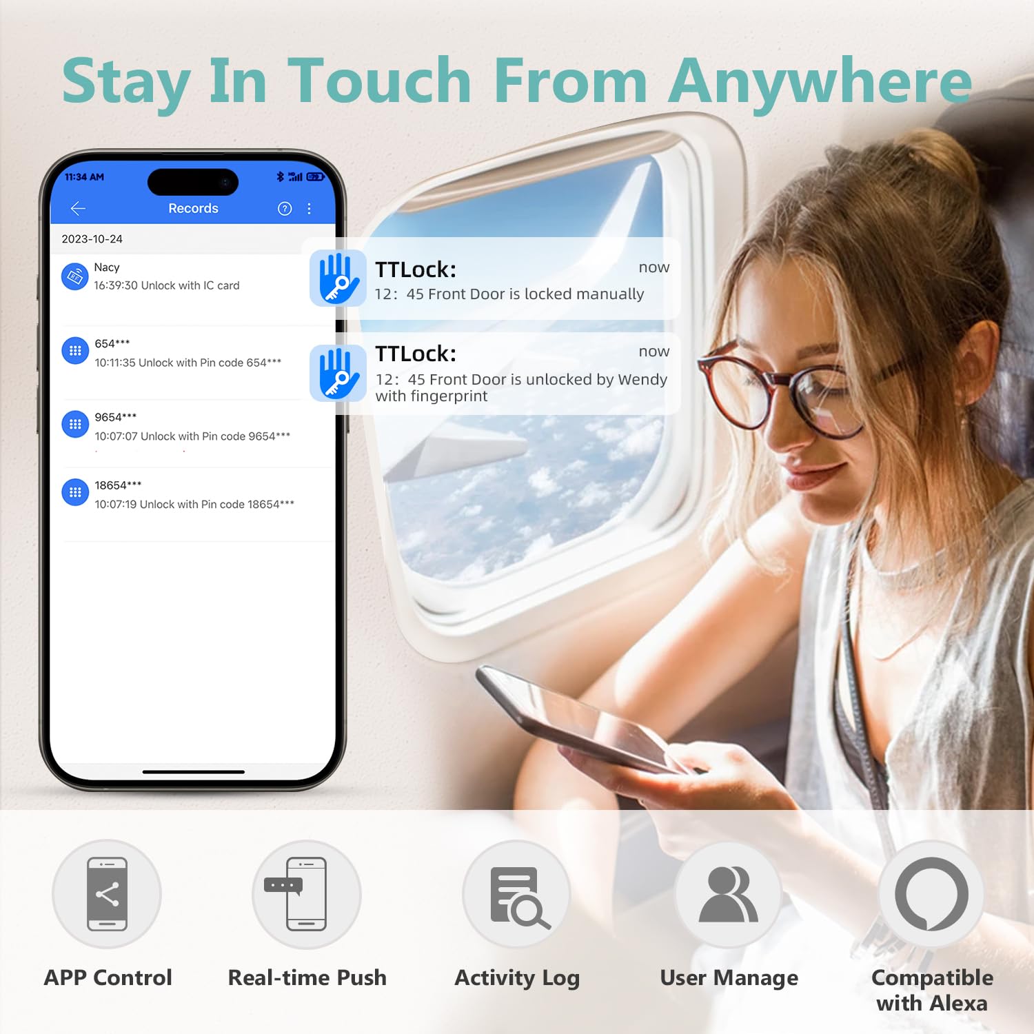Volibel Smart Door Handle Lock,  Keypad Door-Locks With Handle, Keyless Entry Door-Lock With App Control, Smart Locks For Front Door, Electronic Door Locks, Easy Setup And Installation