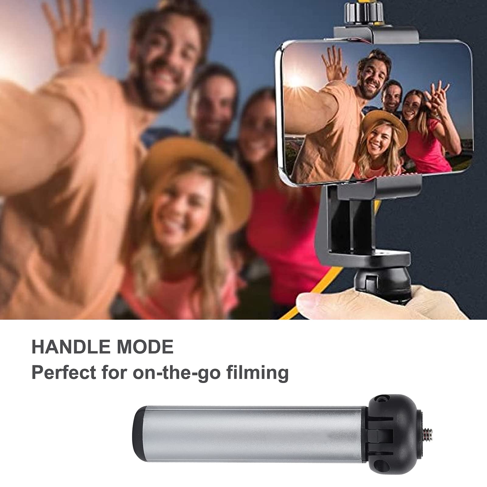 Hilitand Mini Tripod Stand,Aluminum Alloy 13Cm/5.1Inch 1.5Kg Load Handheld Foldable 1/4 Inch Mount Bracket Camera/Extension Rod Photography Tripod Handle Grip,For Live Streaming/Selfie
