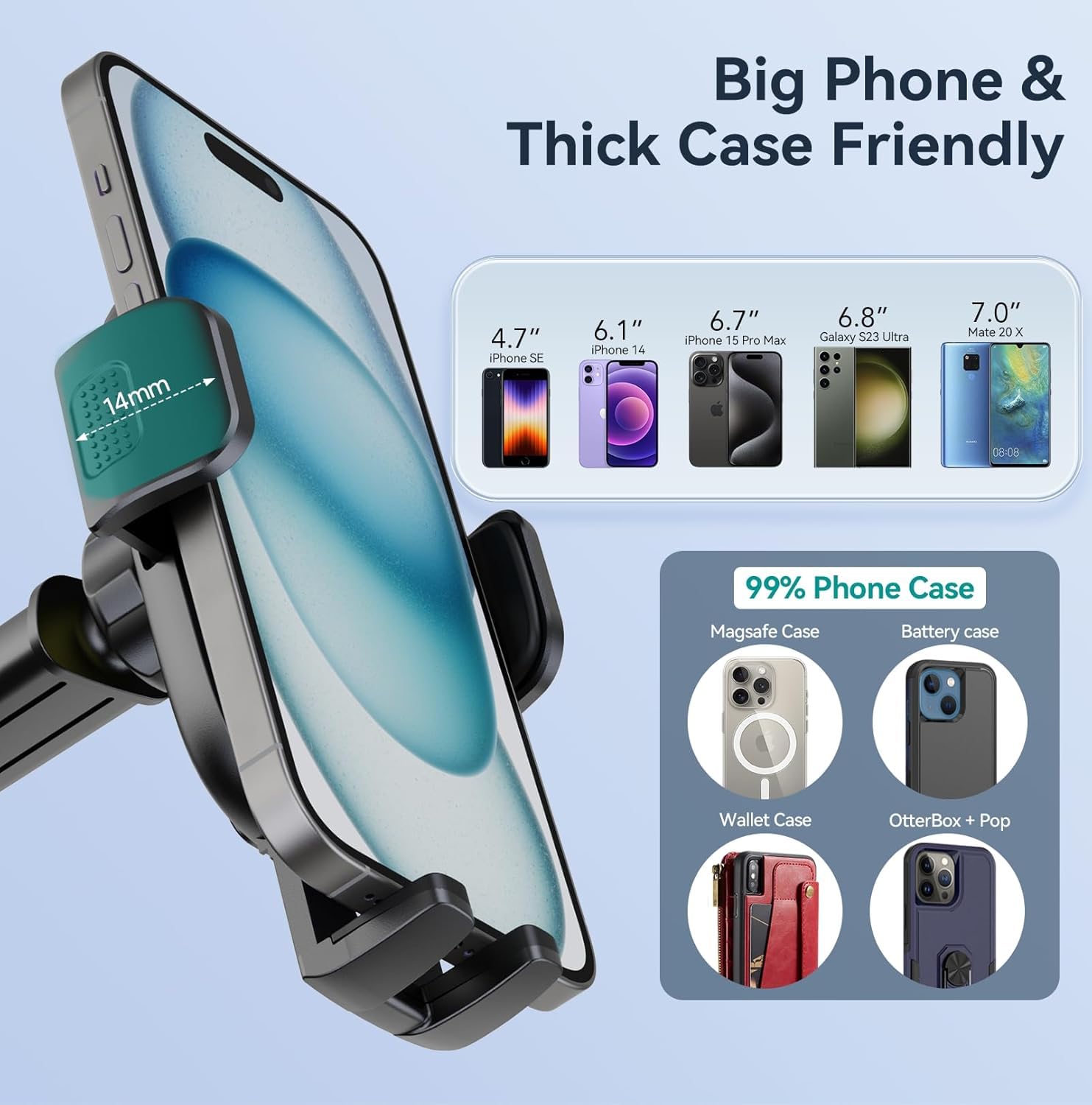Fesiyoye Phone Holders For Your Car [Ultra-Durable Suction] Cell Phone Car Mount For Dashboard Windshield Air Vent Universal Automotive Accessories Car Mount Cradles Fit For Iphone Android Smartphones