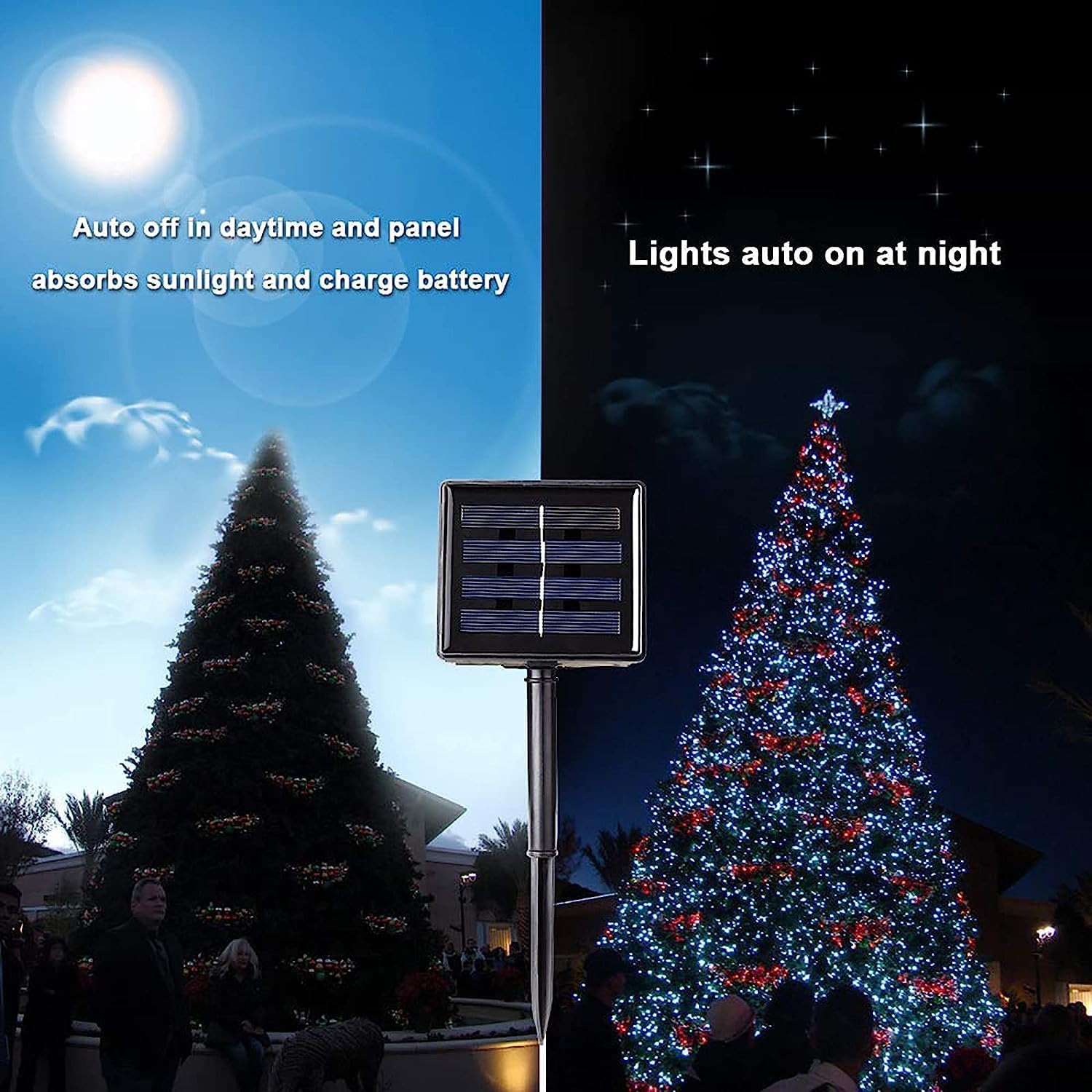 Toodour Solar Christmas Lights, 72Ft 200 Led 8 Modes Outdoor Christmas String Lights, Waterproof Solar Fairy Lights For Christmas Tree, Fence, Holiday, Party, Balcony, Christmas Decor - Warm White