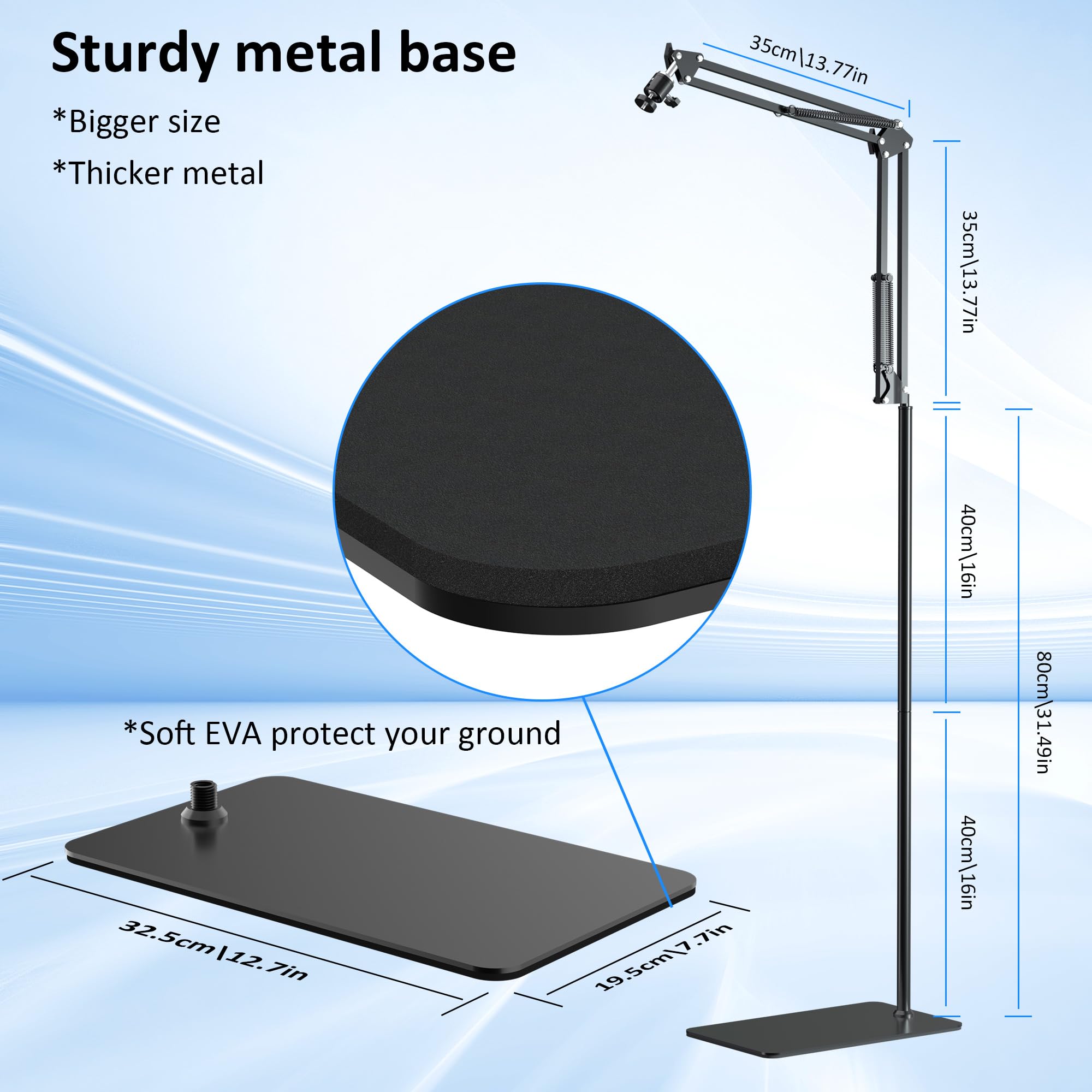 Mionondi Overhead Phone Tripod For Cooking Videos With Rechargeable Light, Move Around Floor Phone Stand With Ring Light Content Creator Video Recording Selfie Photography Tiktok Youtube Compatible With Iphone