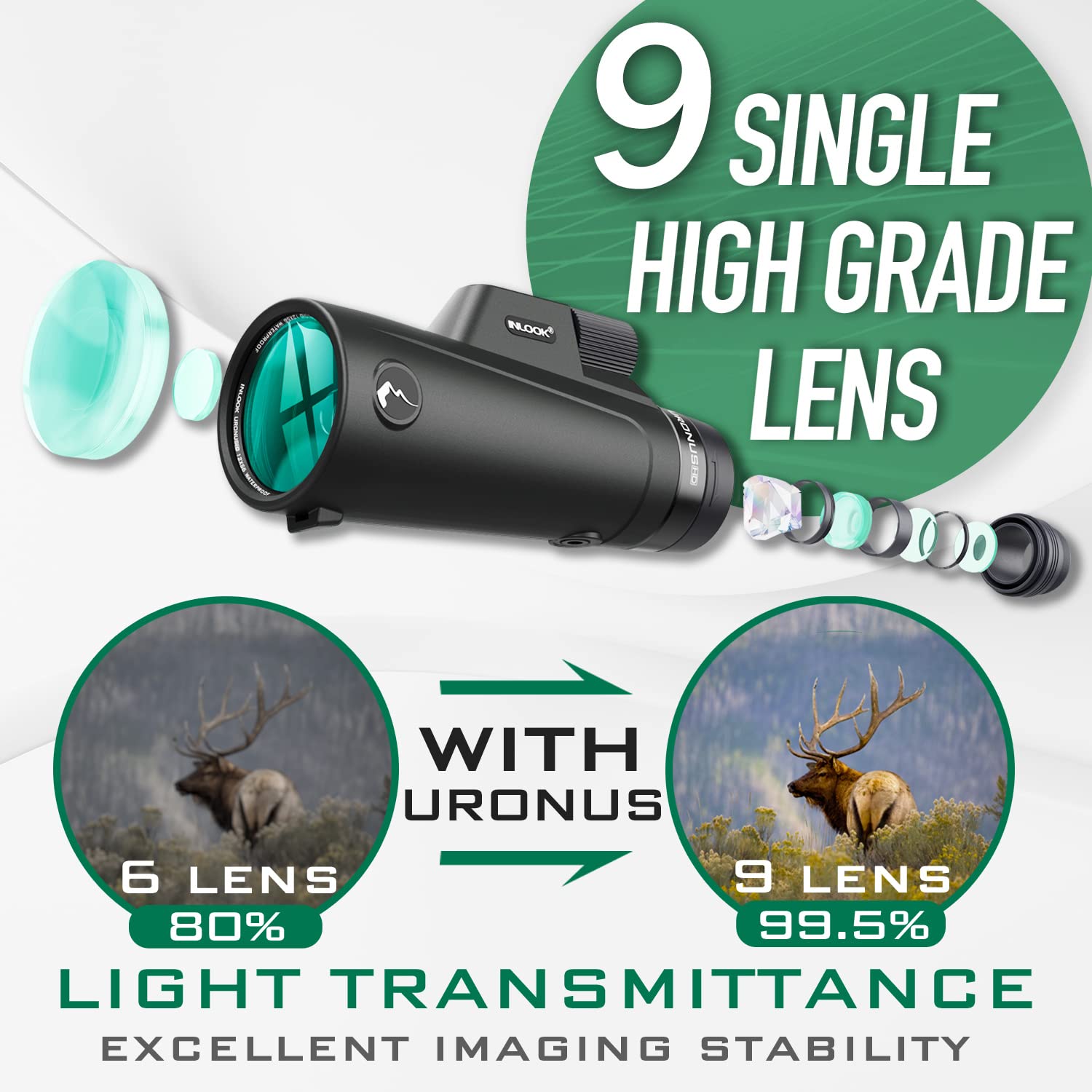Inlook Optics Inlook Monocular Telescope 12X56 Hd High Powered For Adults With Smartphone Adapter & Portable Case, Lightweight Long Range Monoscope For Wildlife Bird Watching Camping Traveling