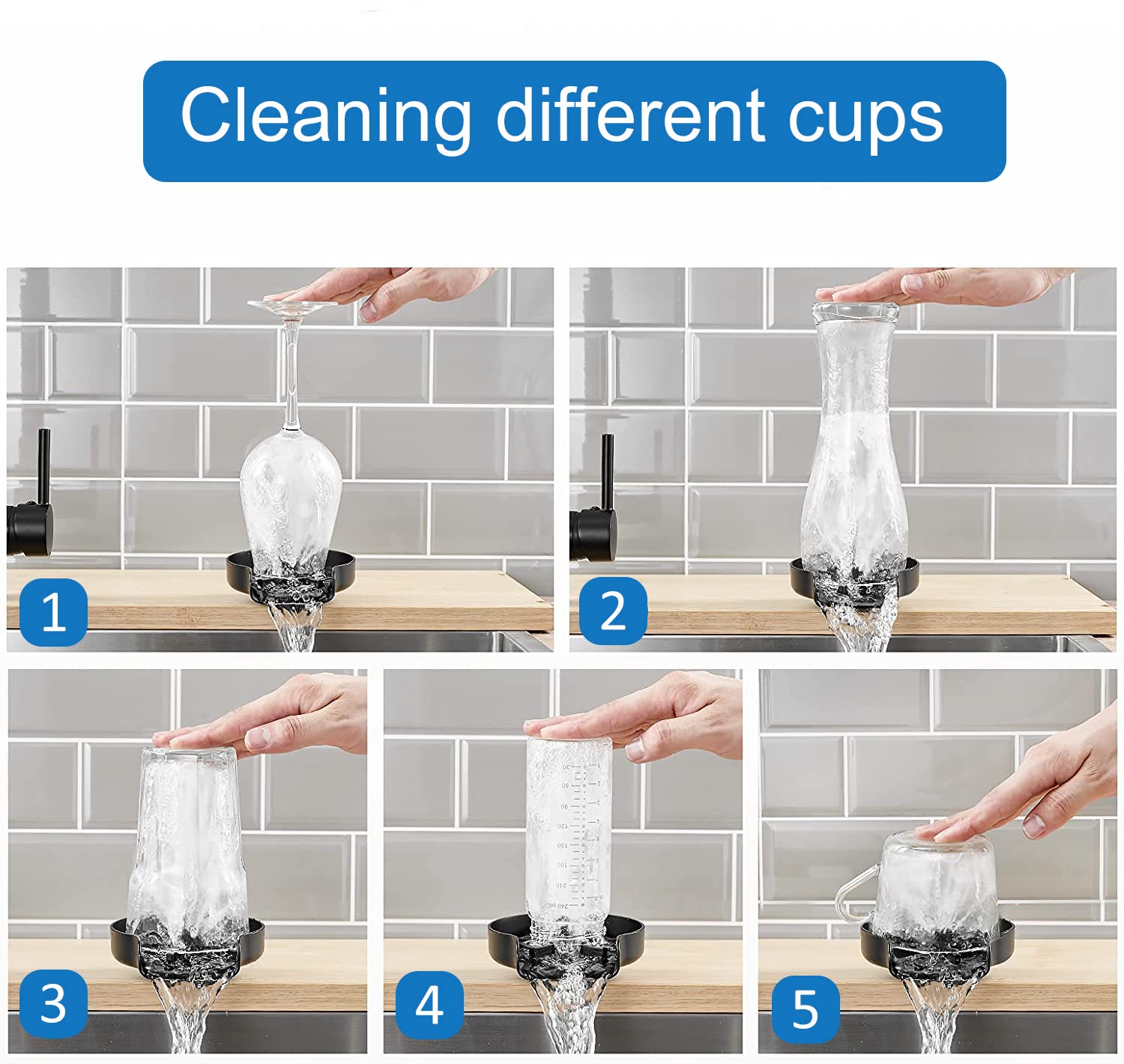Cwpw Metal Kitchen Sink Glass Rinser Faucet Glass Rinser For Kitchen Sinks Bottle Washer Cup Washer For Sink Cup Rinser Kitchen Sink Accessories Bottle Washer For Sink(Matte Black)