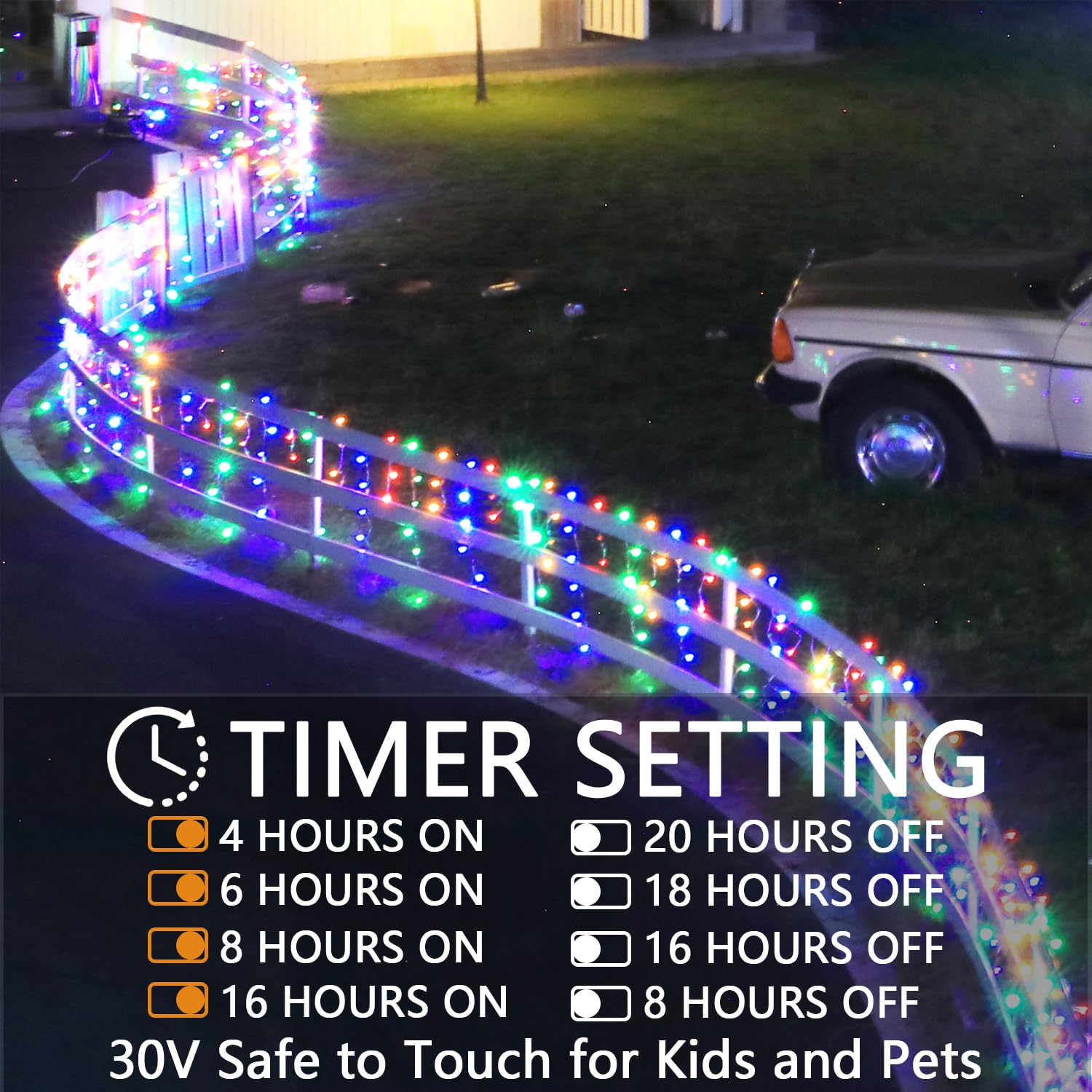 Soshot Christmas String Lights Outdoor - 49Ft/15M 640 Led 8 Modes With Remote Control And App Waterproof Christmas Lights For Patio Yard Garden Wedding Party-Multicolor
