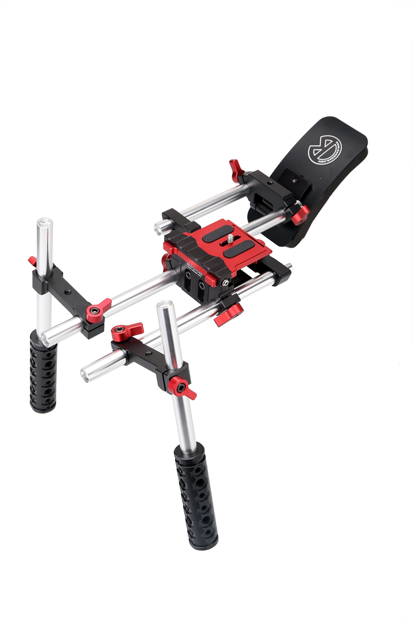 Kamerar Socom Dual Grip Video Stabilization Shoulder Rig Filmmaker Kit W/ 15Mm Rail System And Comfortable Soft Rubber Shoulder Pad For Bmpcc, Dslr Sony Canon Nikon Cameras Video Camcorders