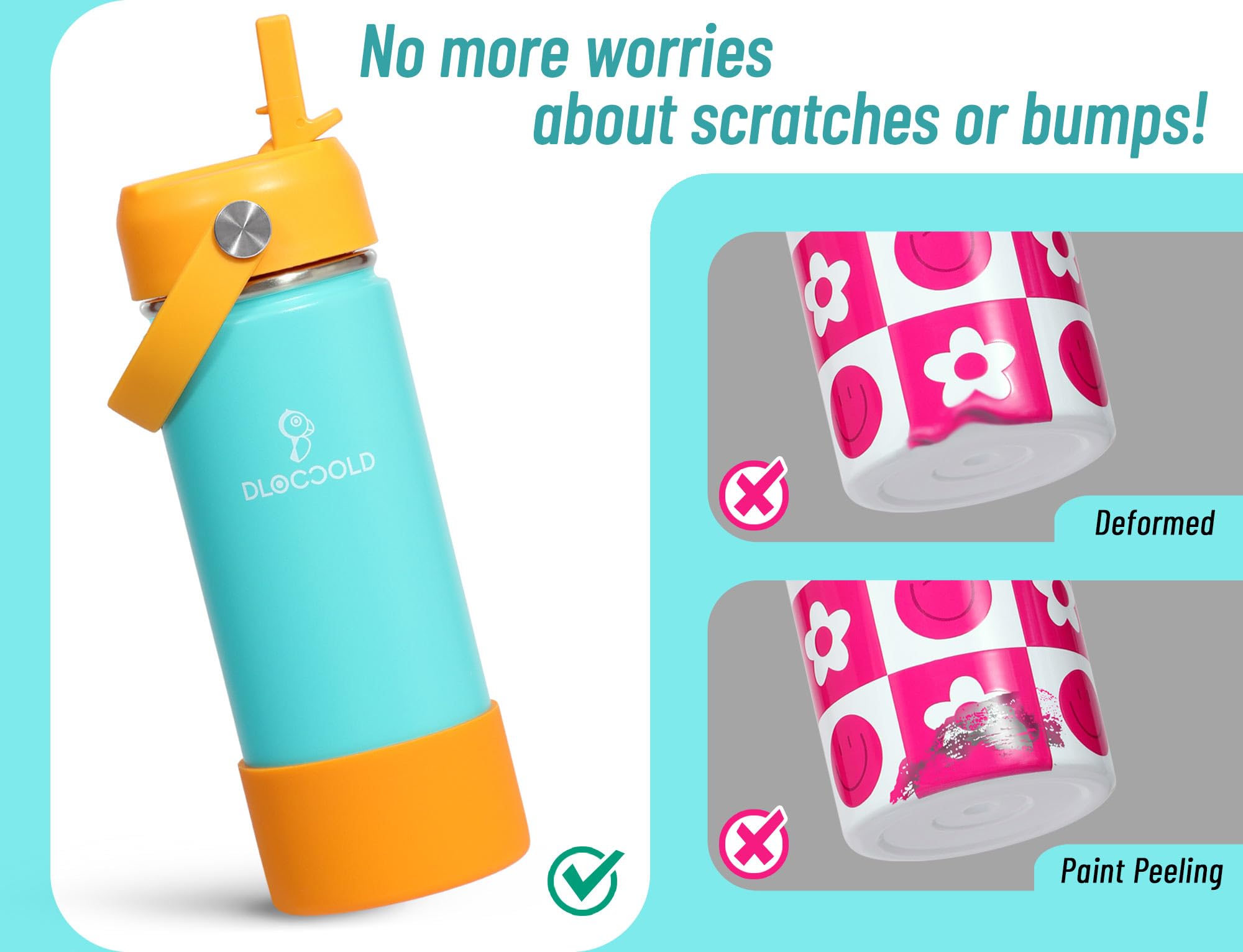 Dloccold 20Oz Kids Water Bottle With Leakproof Straw Lid & Handle, Insulated Stainless Steel