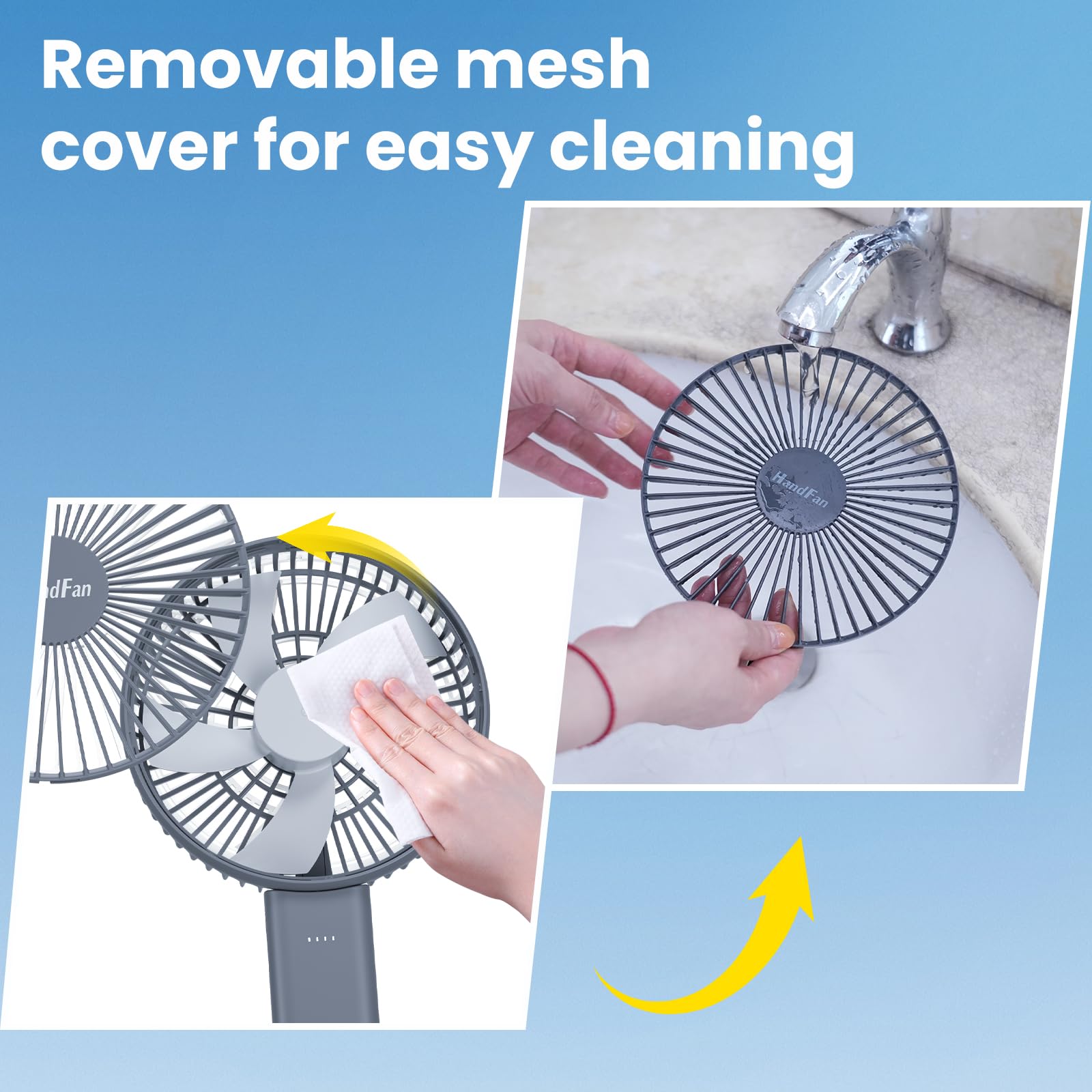 Handfan 6 Inch Handheld Fan 4000Mah Battery Operated Fan 6 Settings Personal Desktop Fan With 5-34H