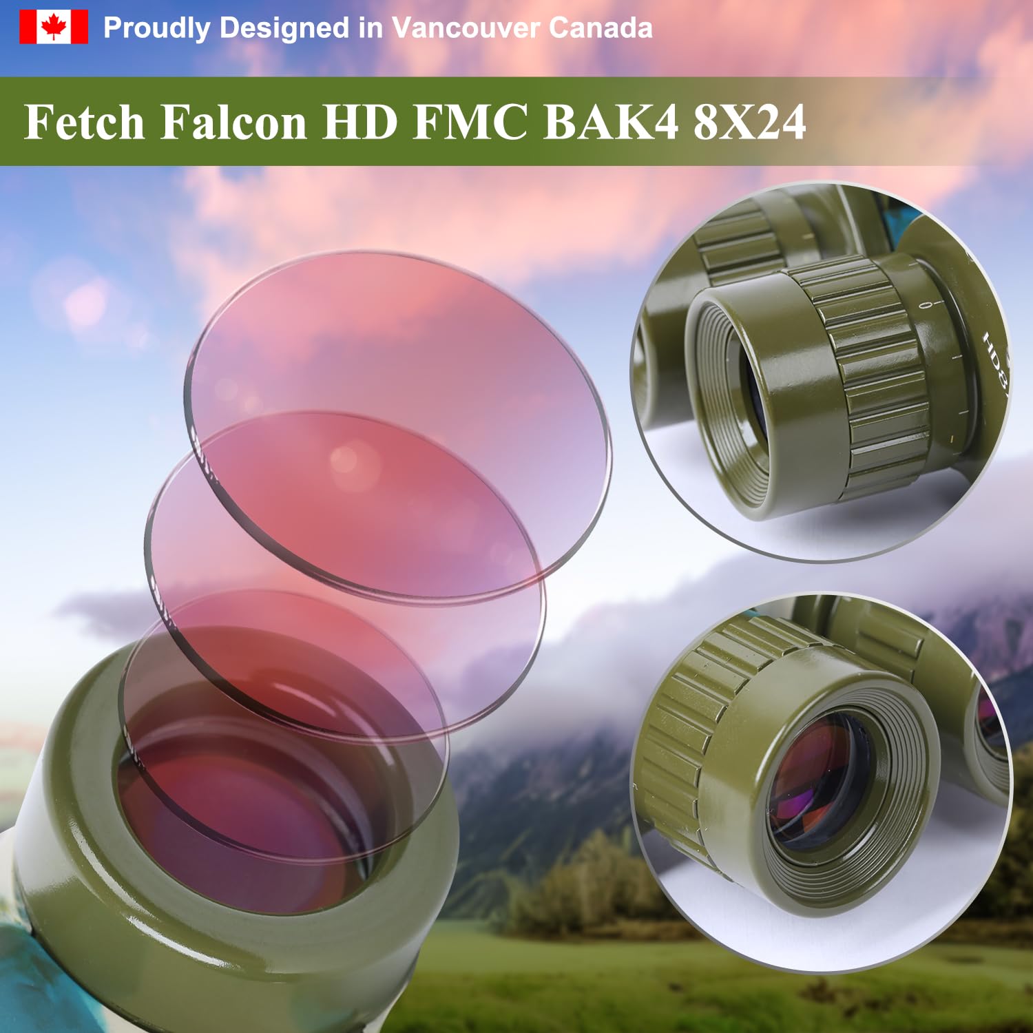 Fetchfalcon Fetch Falcon Full Metal Body Fmc Bak4 Hd 8X24 Binoculars(Third Generation High-Powered, Water-Resistance, And Portable) Ideal For Camping, Hunting, Tourism, And Mountain Climbing (Navy Blue)